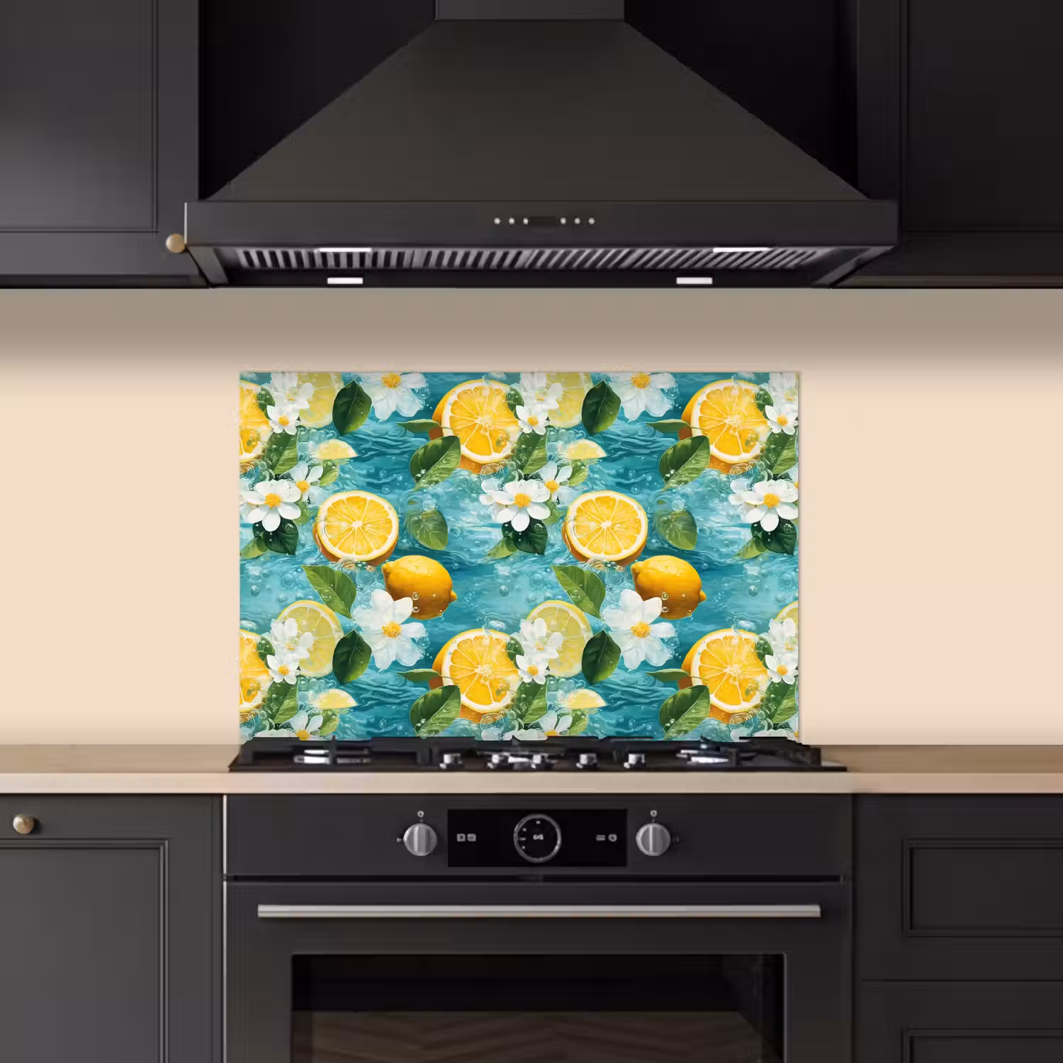 Citroen - Bloemen - Bruisend - Water keuken achterwand spatscherm klein 900 -sfeer1