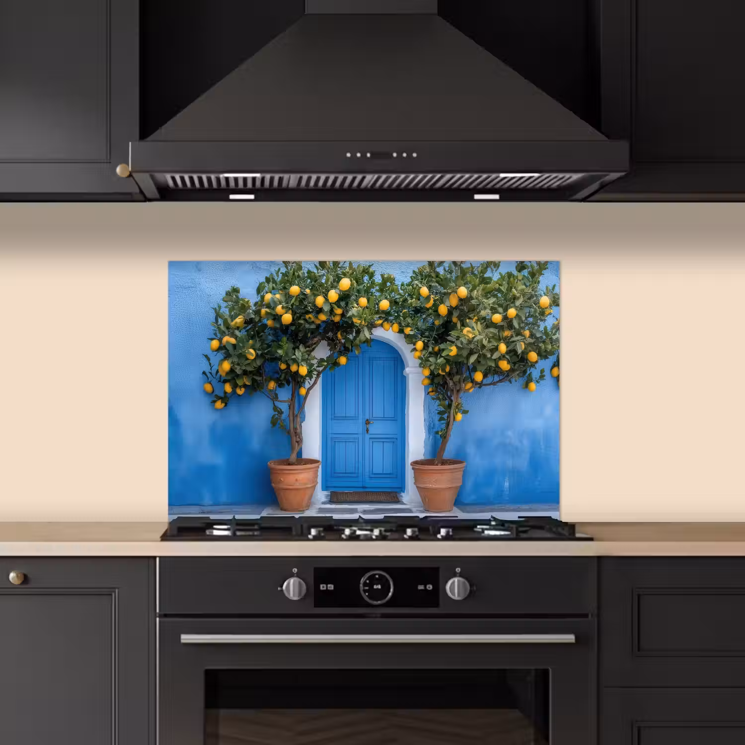 Citroenbomen - Geel - Deur - Potten keuken achterwand spatscherm klein -sfeer1