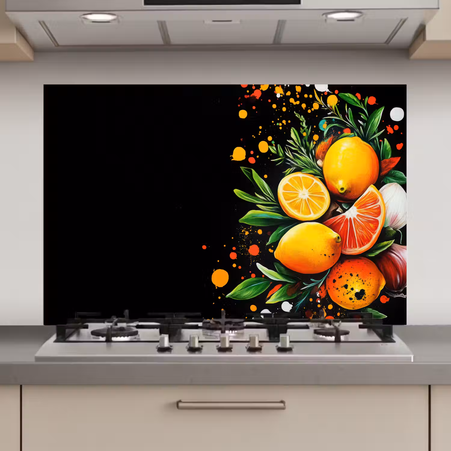 Citroenen - Zwart - Kruiden - Graffiti - Verf keuken achterwand spatscherm klein -3d_website