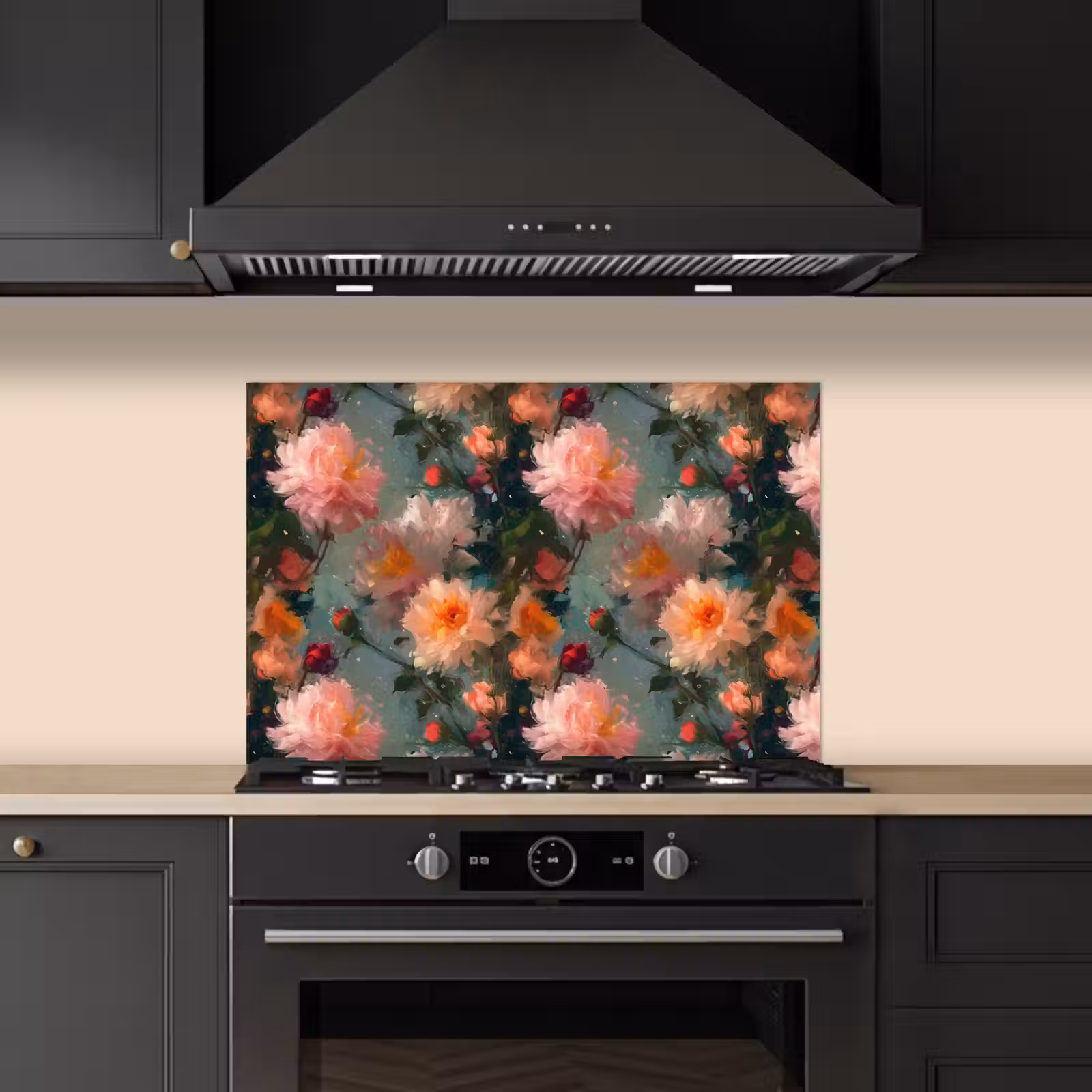 Dahlia - Bloemen - Patroon keuken achterwand spatscherm klein 900 -sfeer1