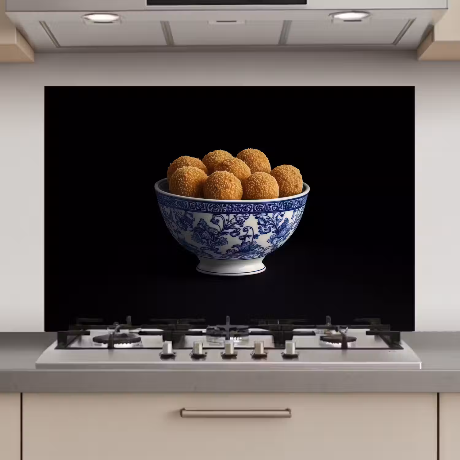 Delfts blauw - Bitterballen - Holland - Schaal keuken achterwand spatscherm klein -3d_website