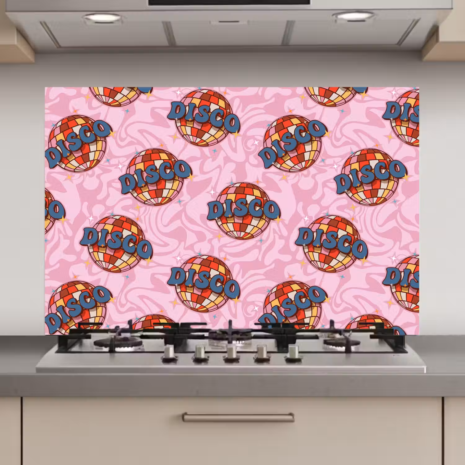 Disco - Bal - Patroon - Roze keuken achterwand spatscherm klein 900 -3d_website