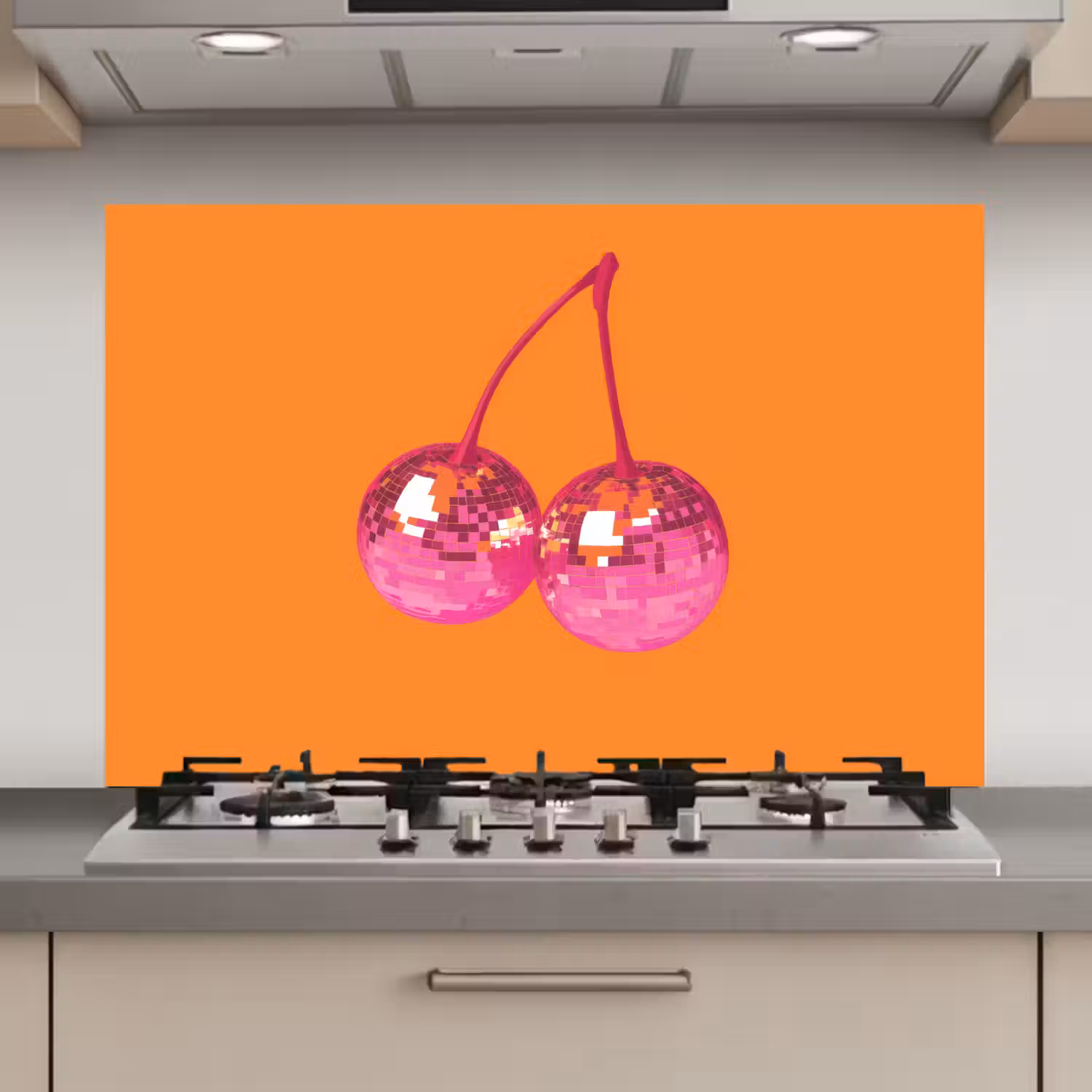 Discoballen - Kers - Spiegels - Roze keuken achterwand spatscherm klein -3d_website