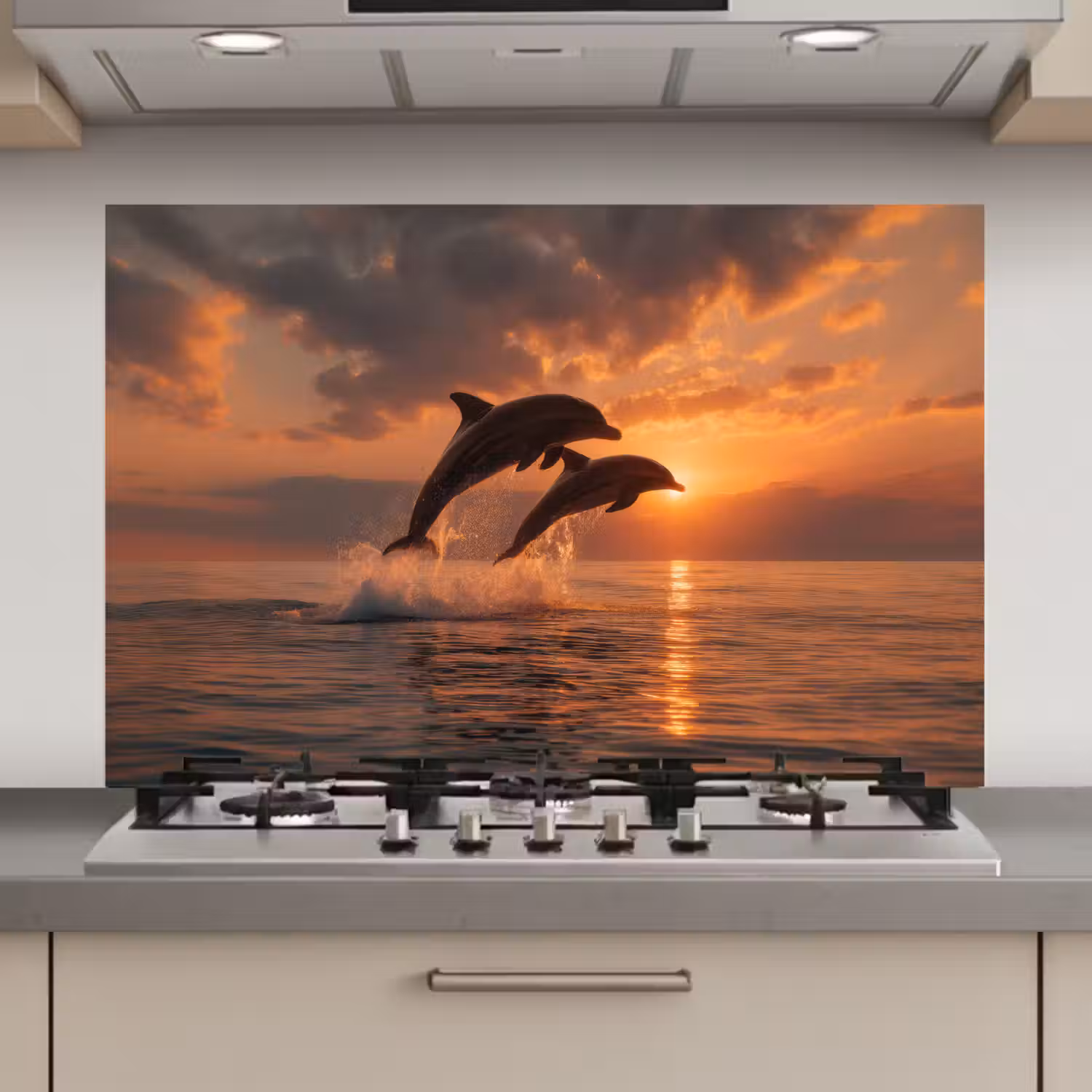 Dolfijnen - Zee - Realistisch keuken achterwand spatscherm klein -3d_website