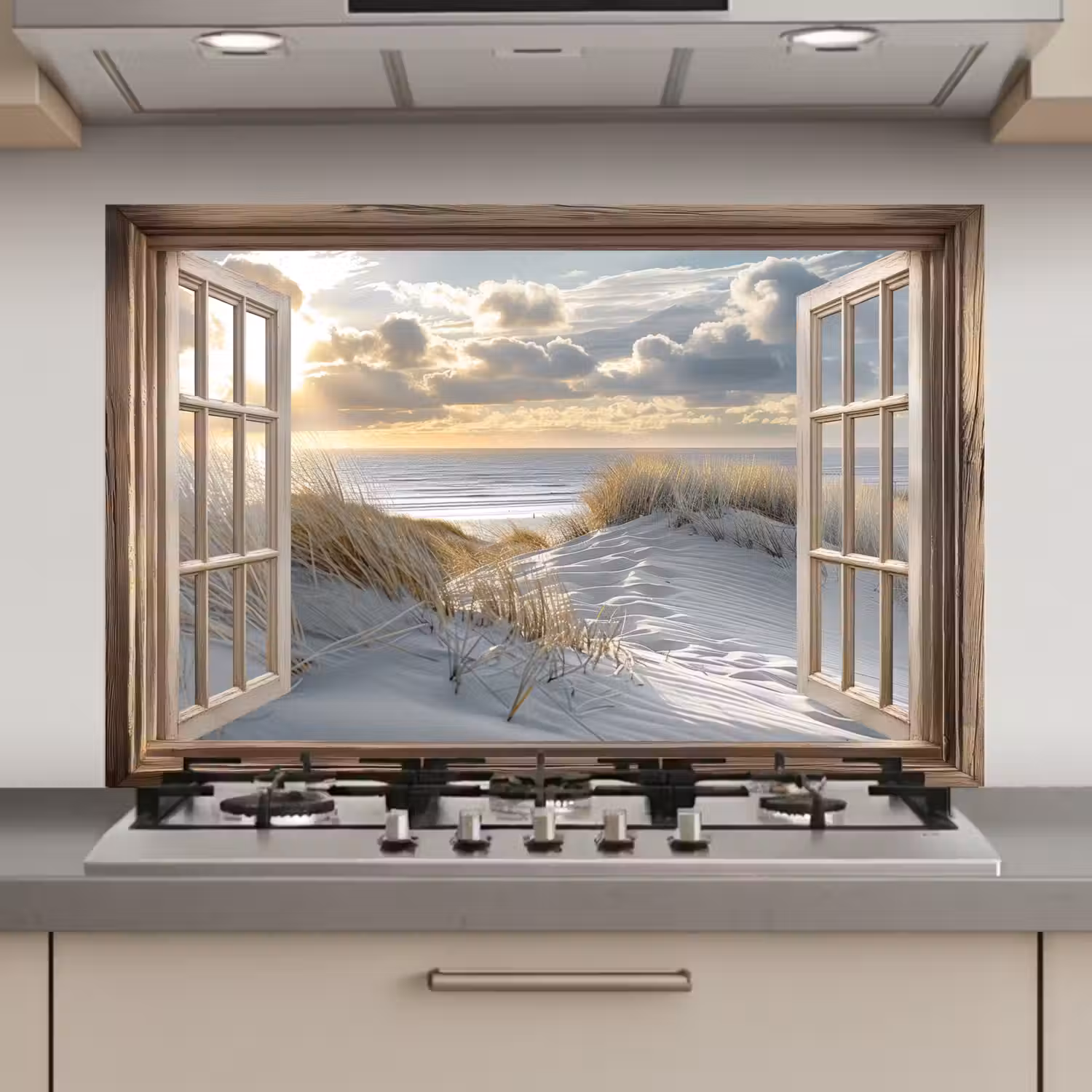 Doorkijk - Strand - Duinen - Zee - Natuur keuken achterwand spatscherm klein -3d_website