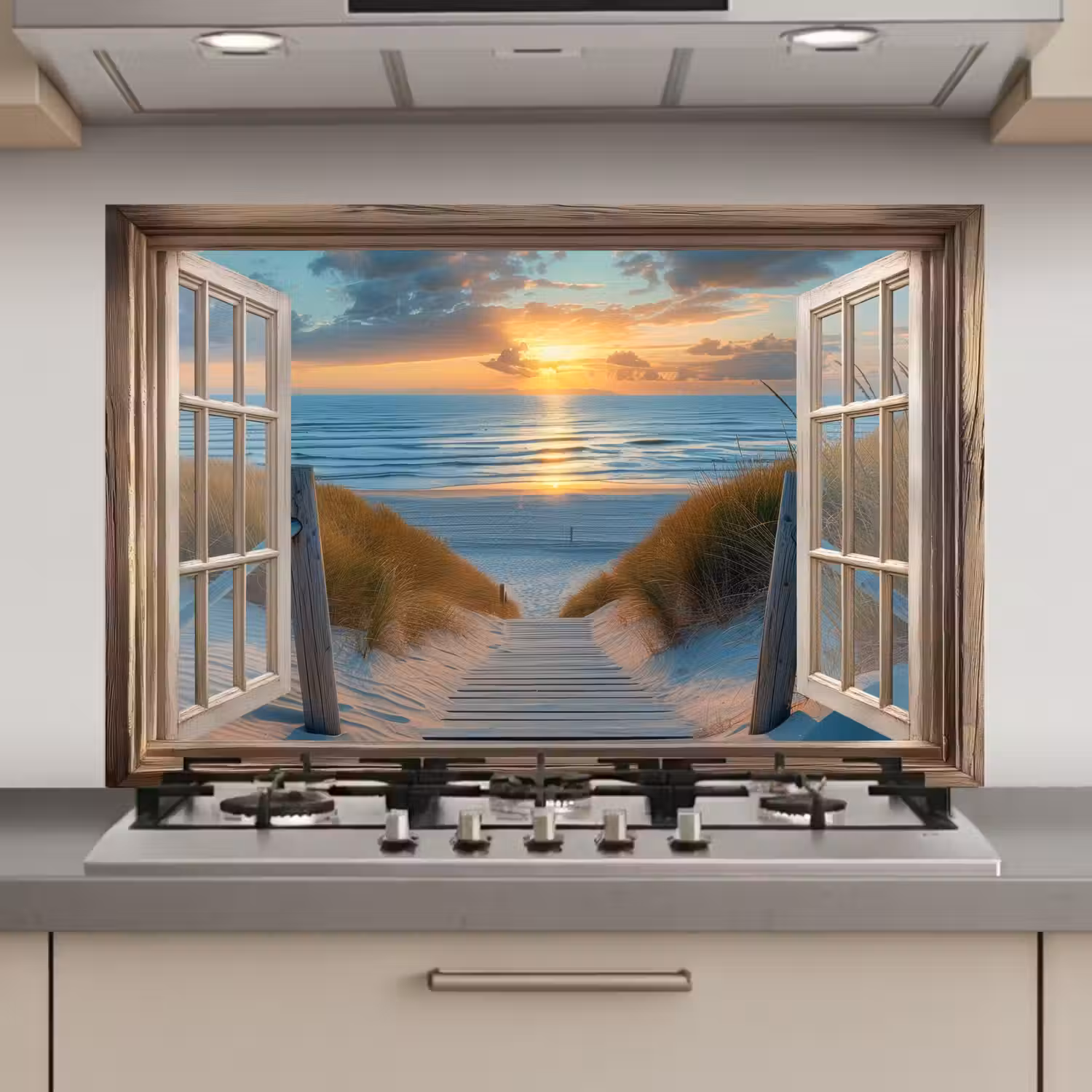 Doorkijk - Strand - Pad - Zonsondergang keuken achterwand spatscherm klein -3d_website