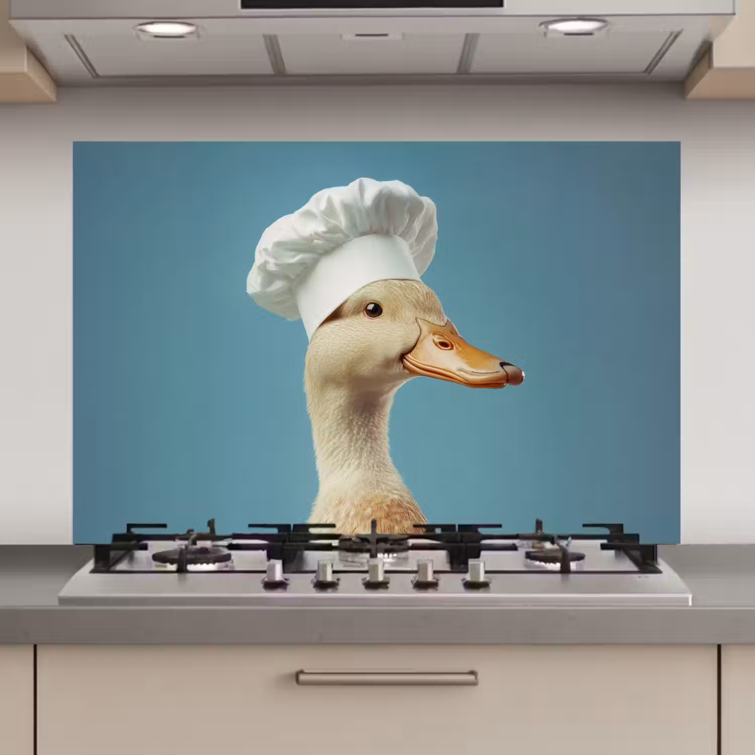 Eend - Koksmuts - Cute - Vogel keuken achterwand spatscherm klein -3d_website