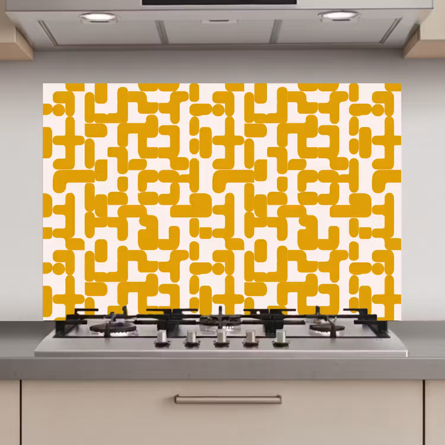 Geel - Beige - Patroon keuken achterwand spatscherm klein 900 -3d_website