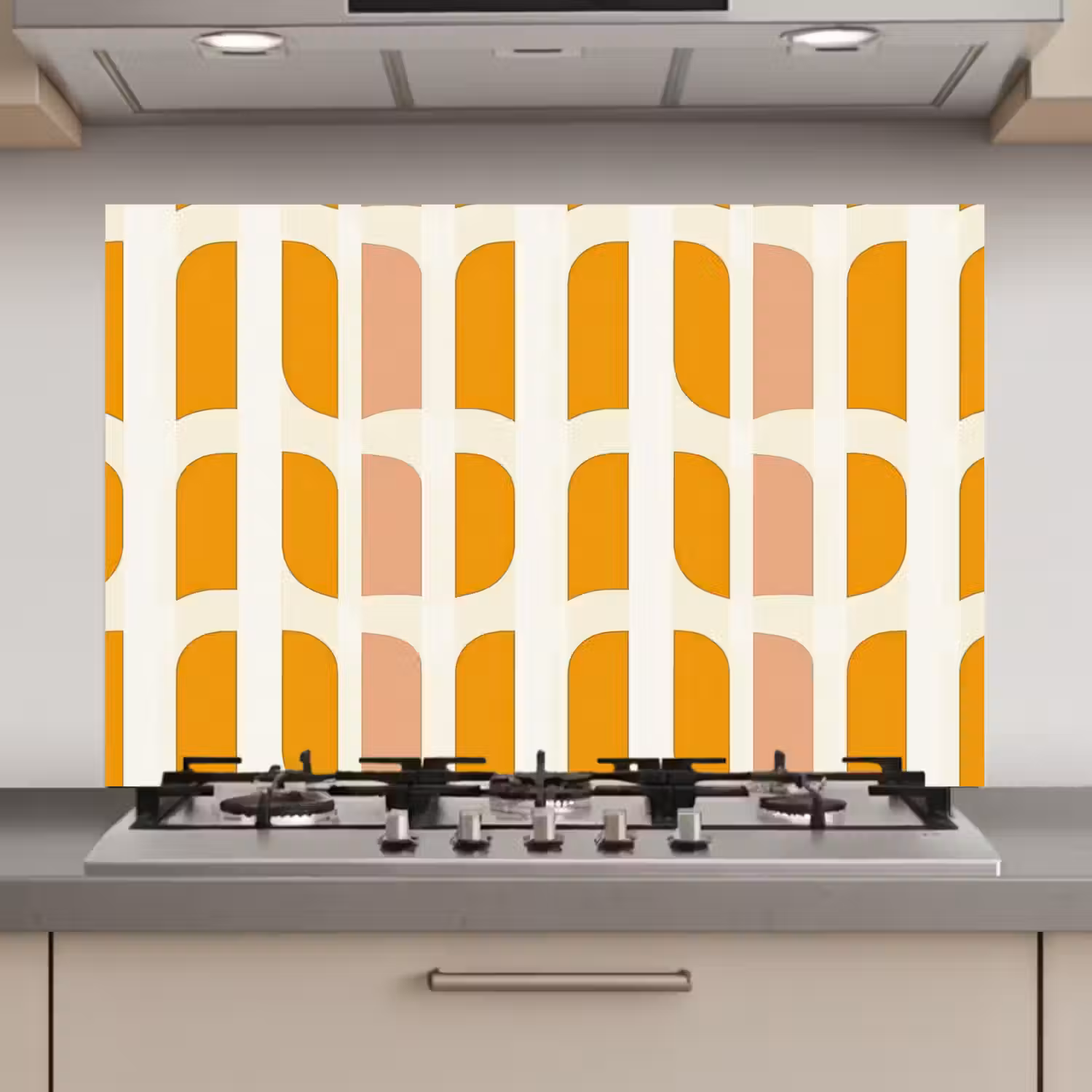 Geometrisch - Patroon - Geel - Roze keuken achterwand spatscherm klein 900 -3d_website
