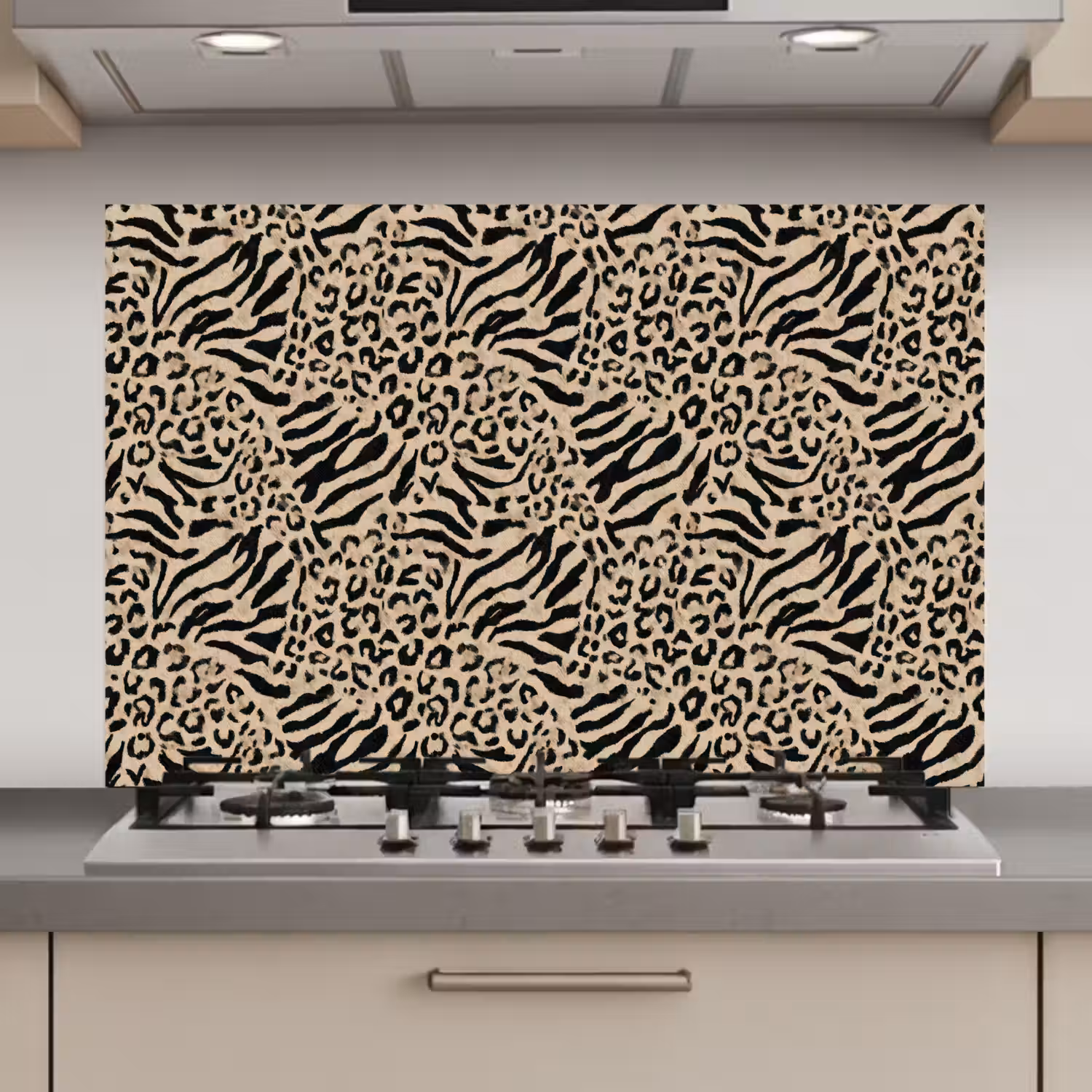 Giraf - Zebra - Motief - Bruin keuken achterwand spatscherm klein 900 -3d_website