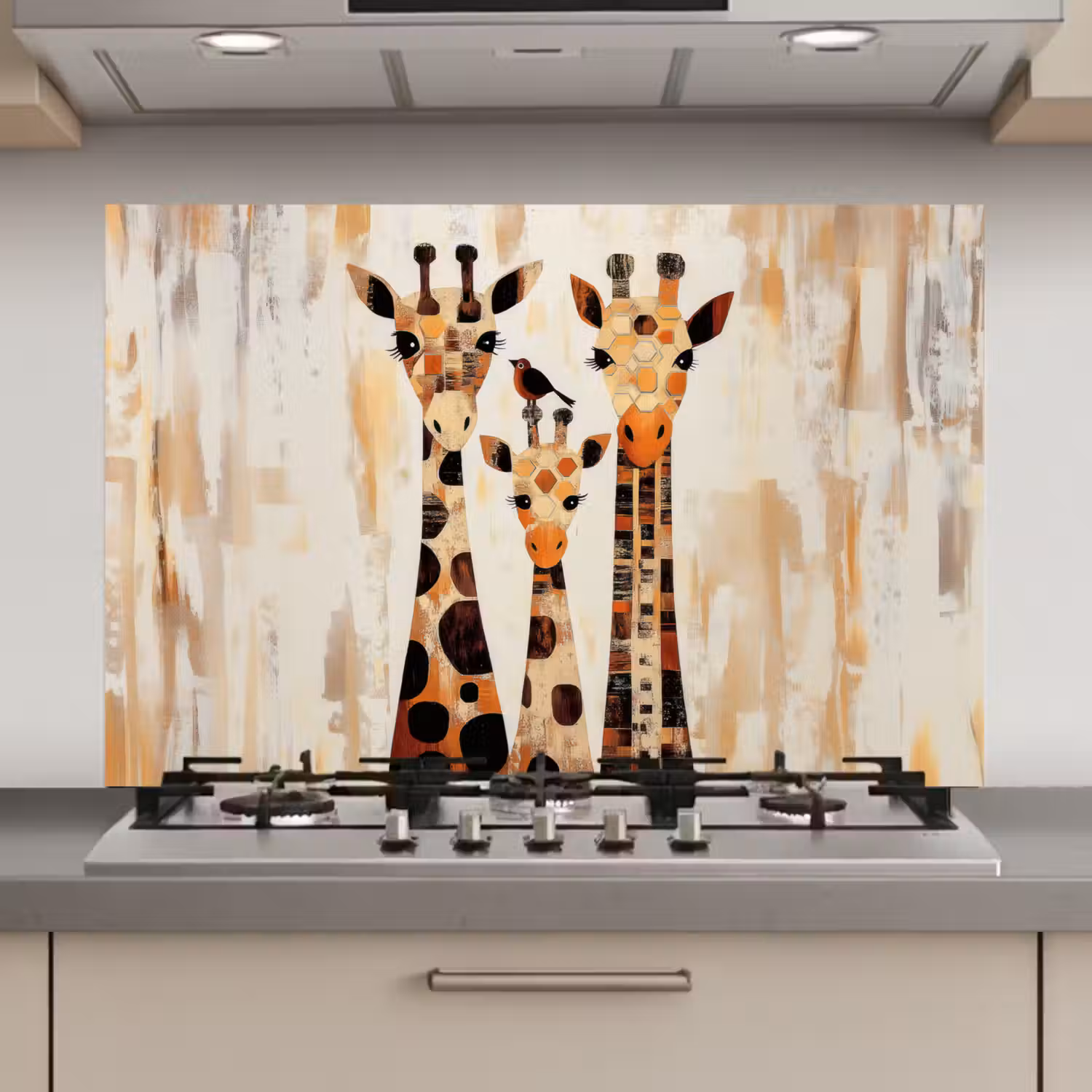 Giraffen - Cartoon - Crème keuken achterwand spatscherm klein -3d_website