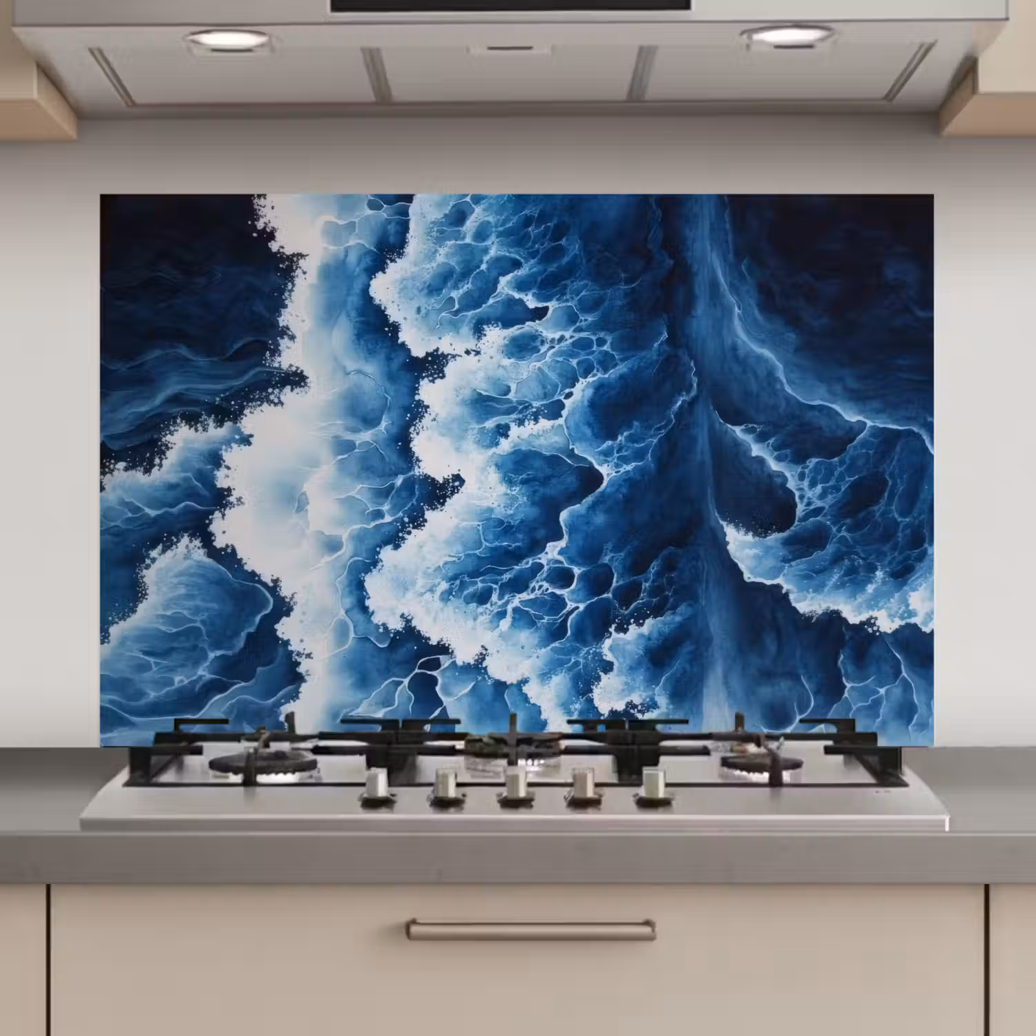 Golven - Blauw - Schuim keuken achterwand spatscherm klein -3d_website