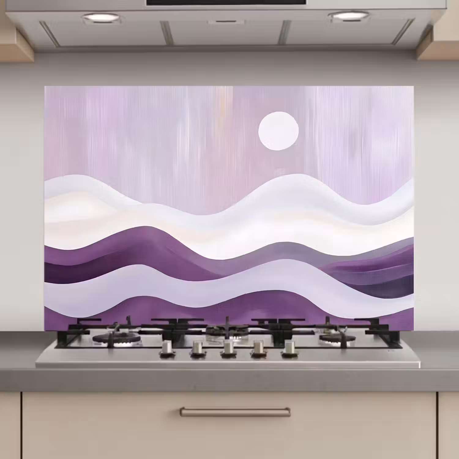 Golven - Heuvels - Abstract - Paars keuken achterwand spatscherm klein -3d_website