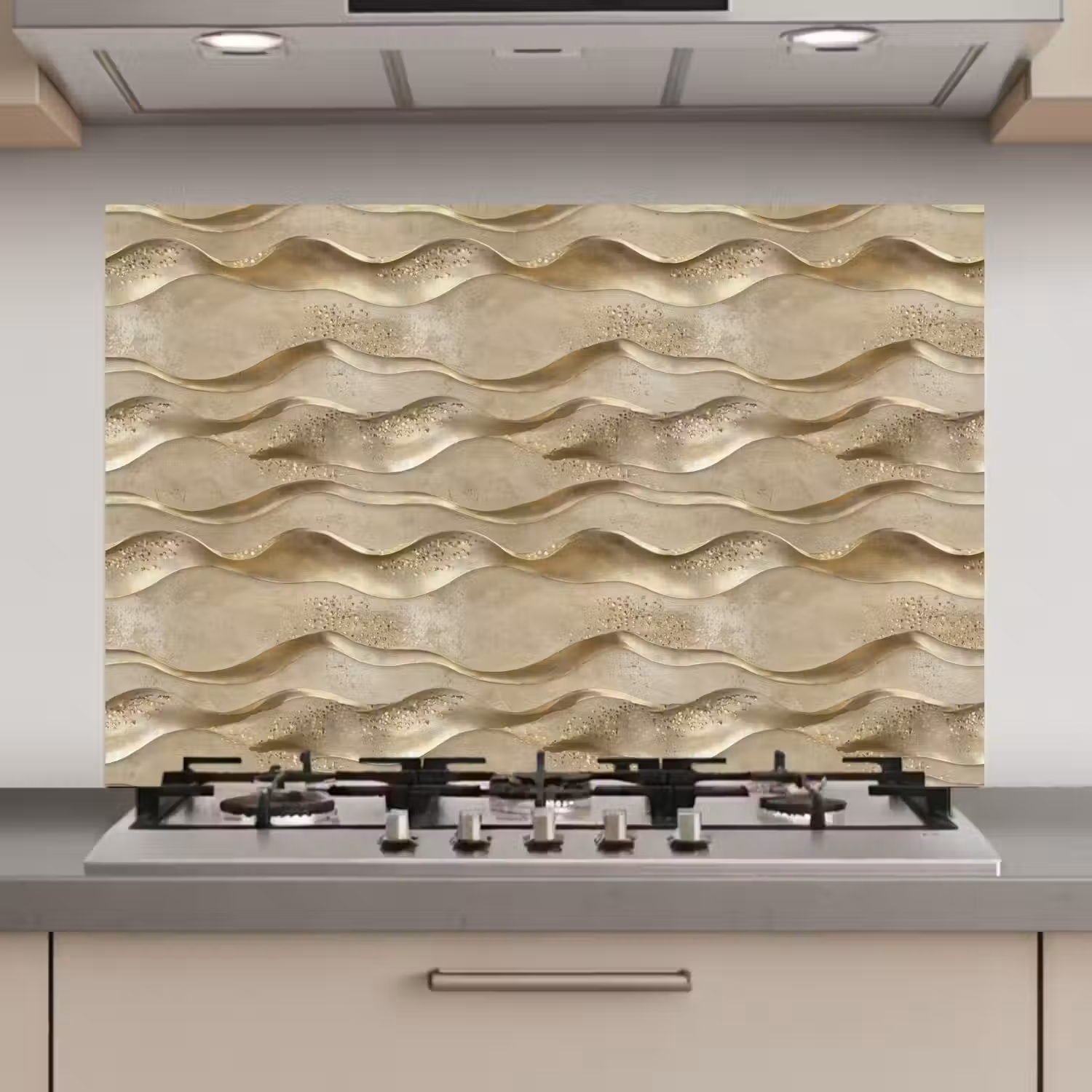 Golven - Patroon - Goud keuken achterwand spatscherm klein 900 -3d_website