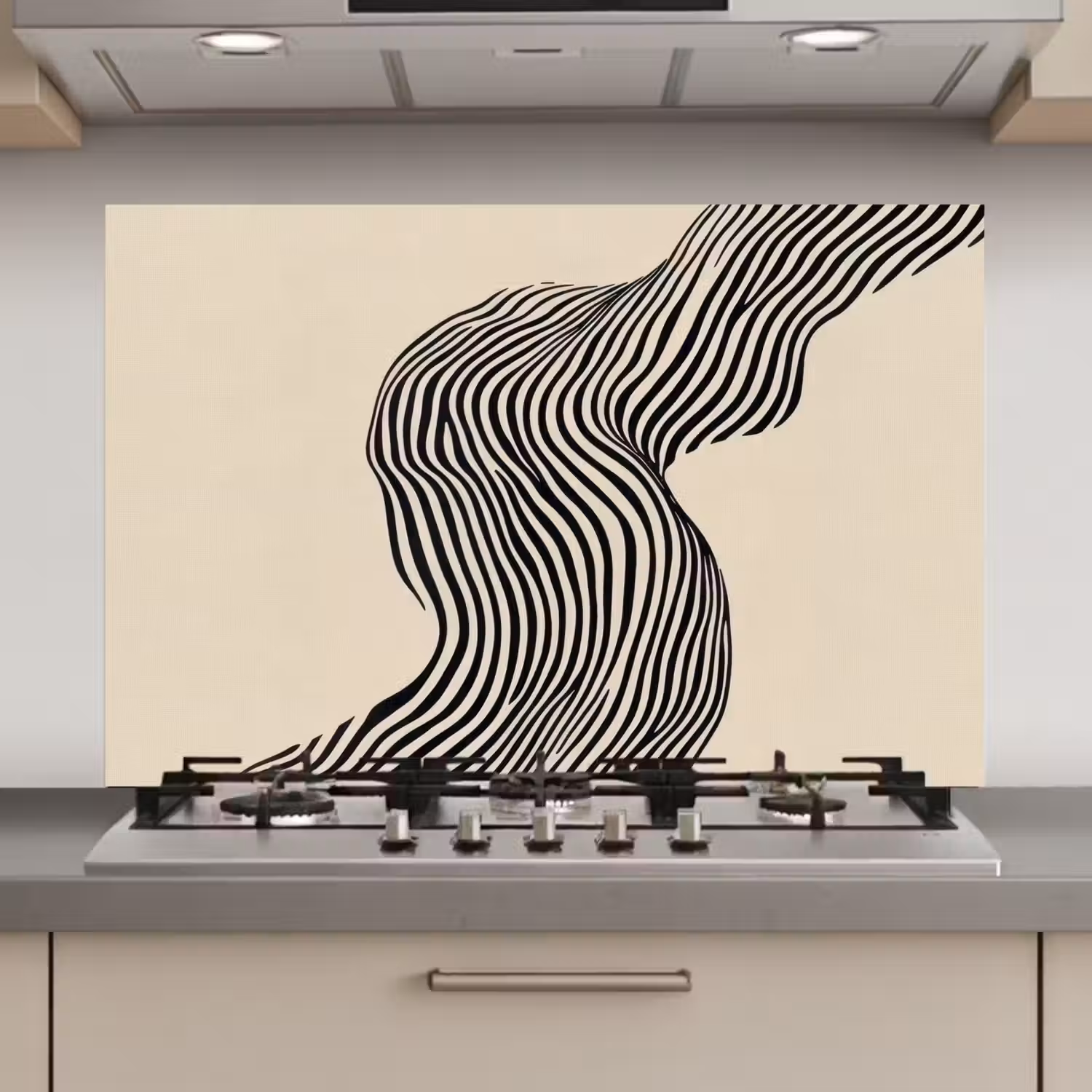 Golvend - Lijnen - Abstract - Silhouet keuken achterwand spatscherm klein -3d_website
