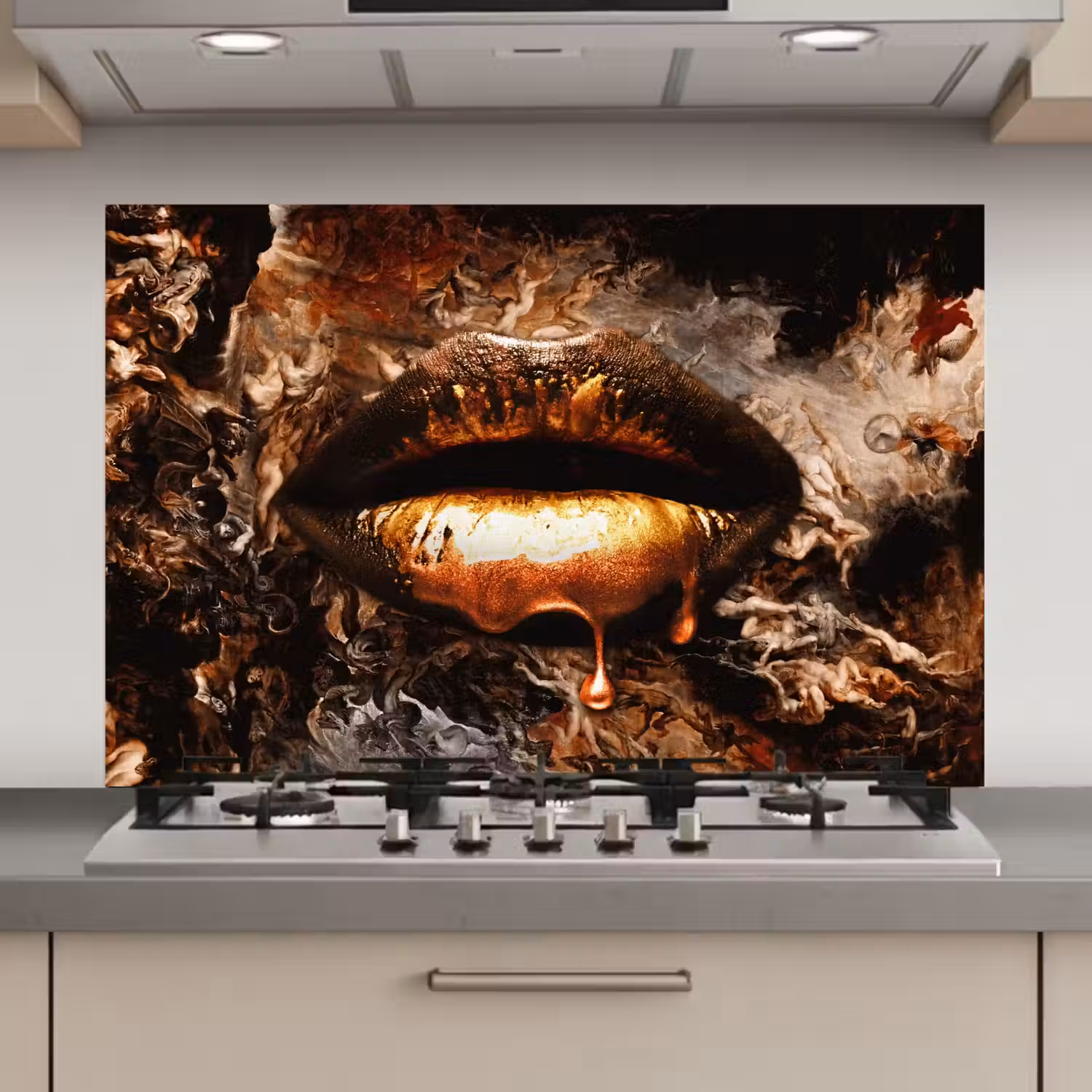 Goud - Lippen - Kunst keuken achterwand spatscherm klein -3d_website