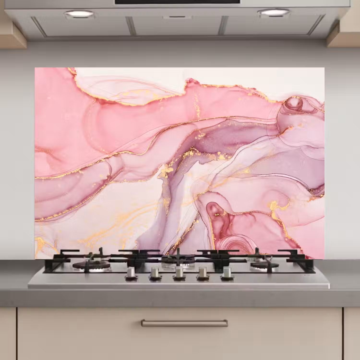 Goud - Marmer - Roze keuken achterwand spatscherm klein -3d_website