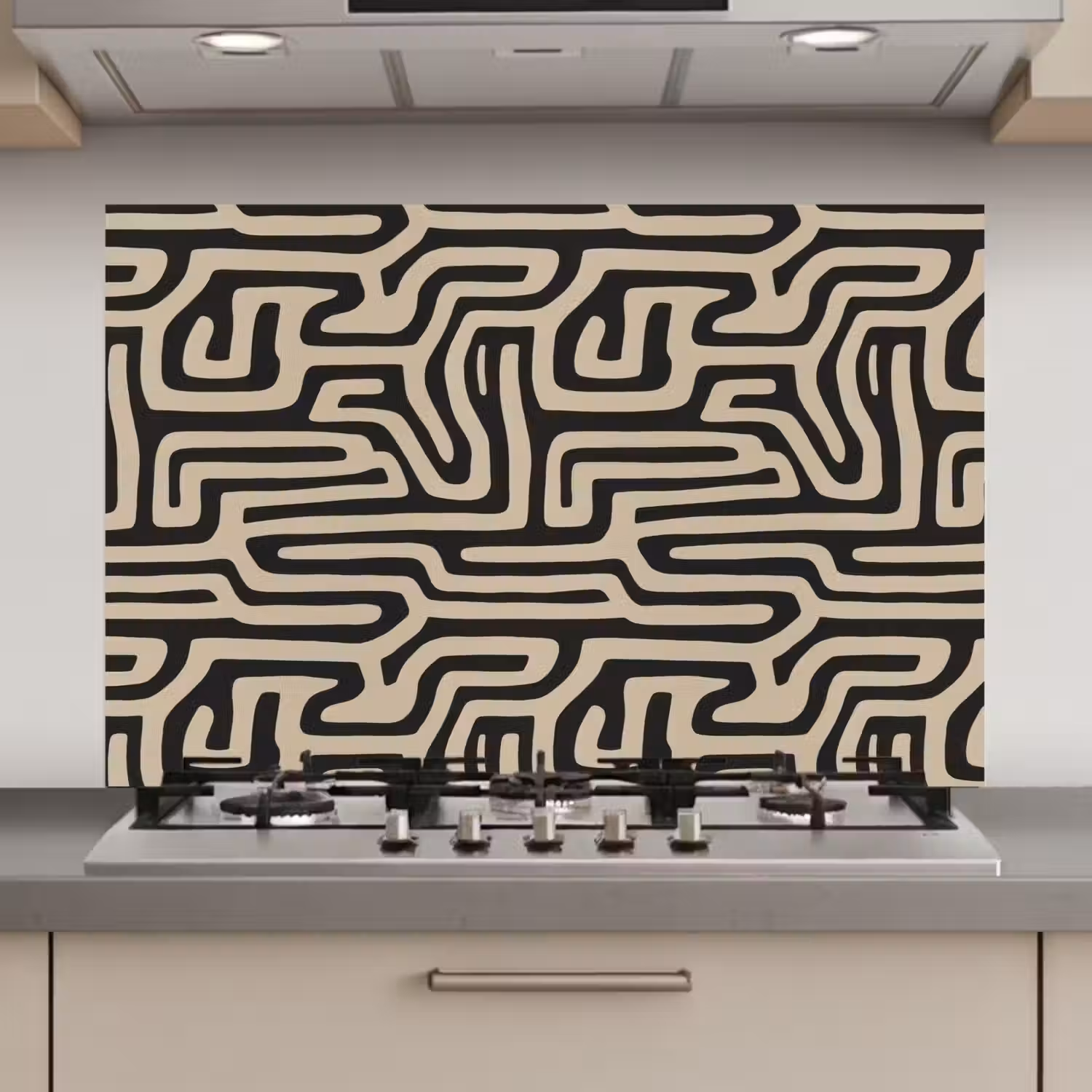 Grafisch - Lijnen - Zwart keuken achterwand spatscherm klein 900 -3d_website