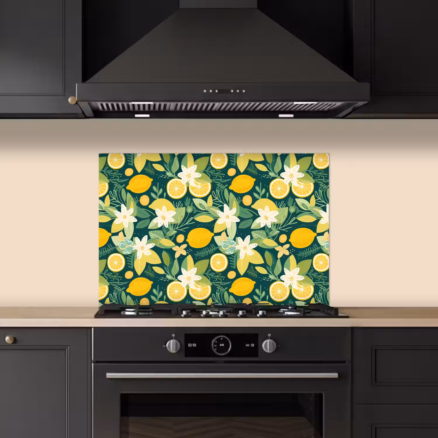 Groen - Bloemen - Citroenpartjes keuken achterwand spatscherm klein 900 -sfeer1