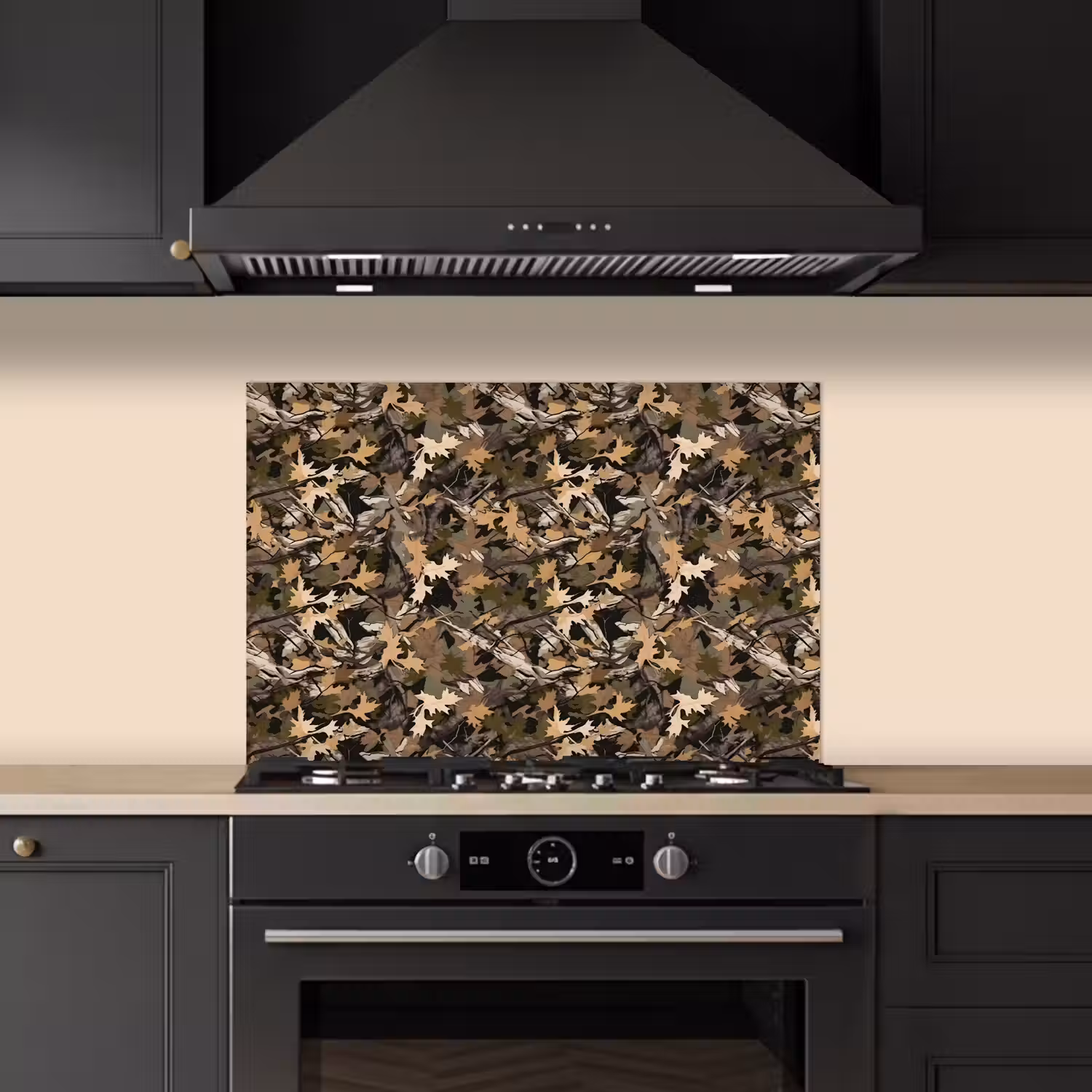 Herfst - Bladeren - Camouflage keuken achterwand spatscherm klein 900 -sfeer1