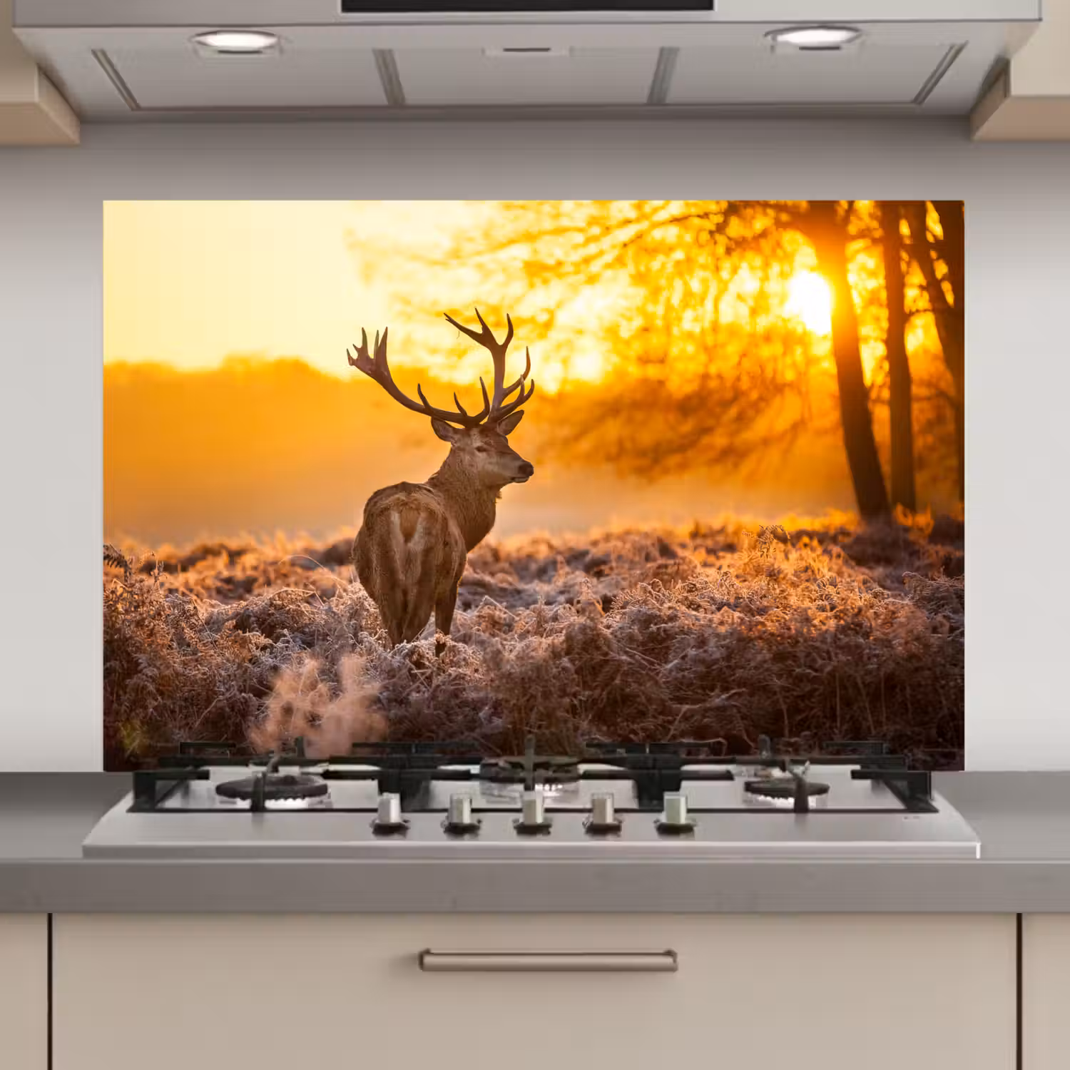 Hert - Dieren - Zonsondergang - Winter - Heide - Natuur keuken achterwand spatscherm klein -3d_website