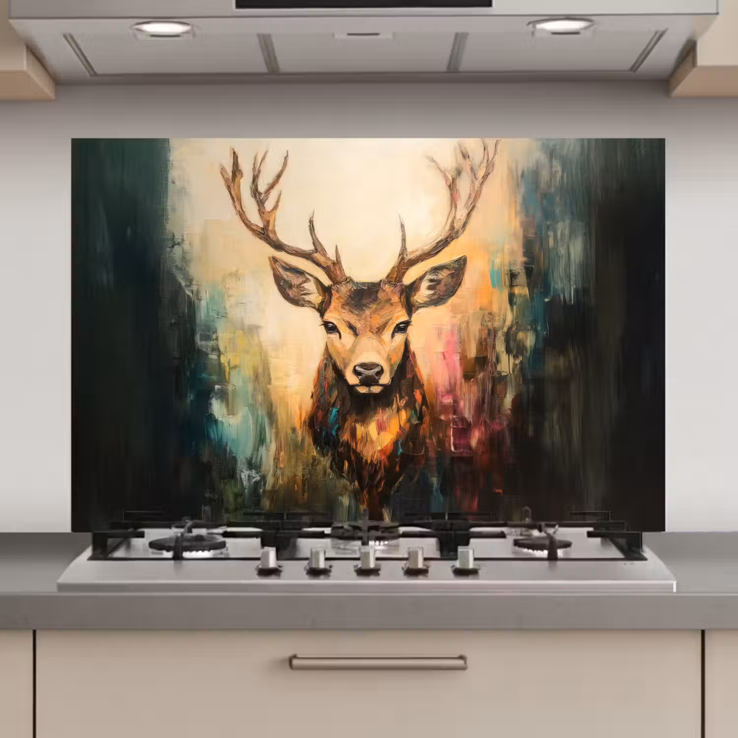 Hert - Geverfd - Gewei - Bruin keuken achterwand spatscherm klein -3d_website