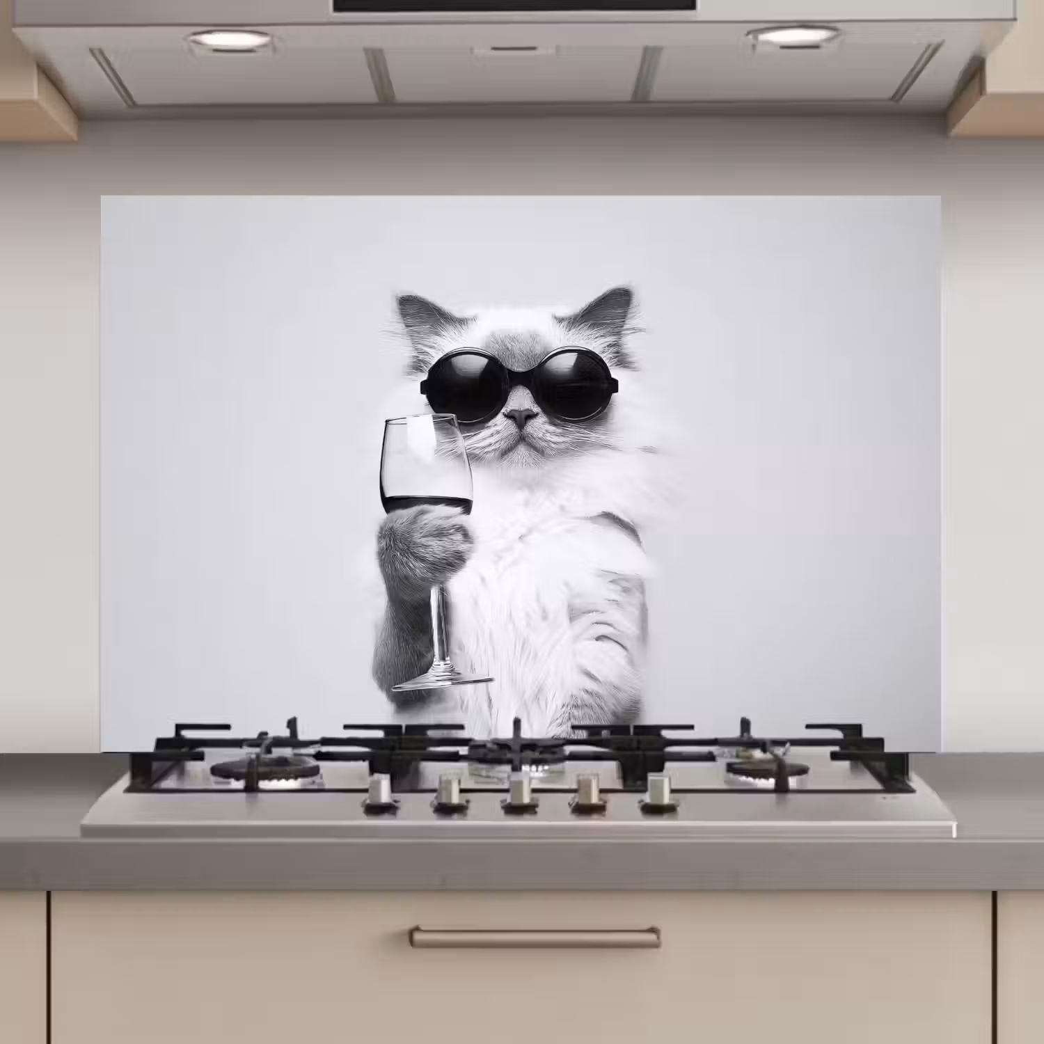 Kat - Zonnebril - Wijnglas - Langharig keuken achterwand spatscherm klein -3d_website