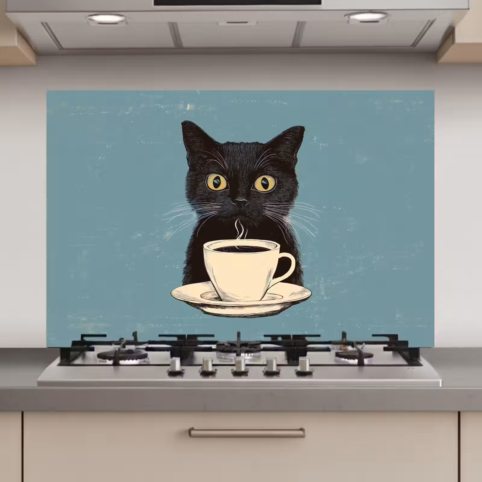 Kat - Zwart - Koffie - Minimalistisch keuken achterwand spatscherm klein -3d_website