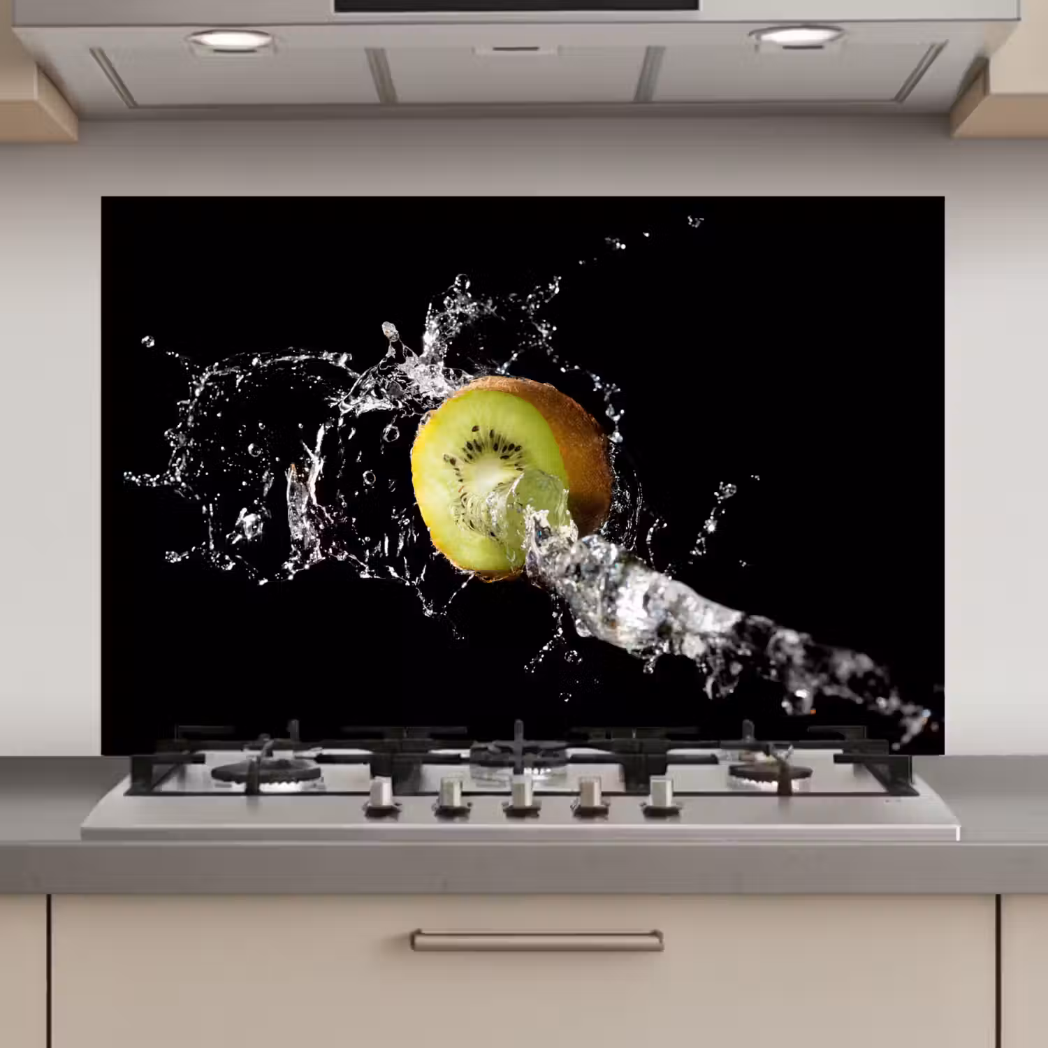Kiwi - Fruit - Stilleven - Water - Zwart keuken achterwand spatscherm klein -3d_website