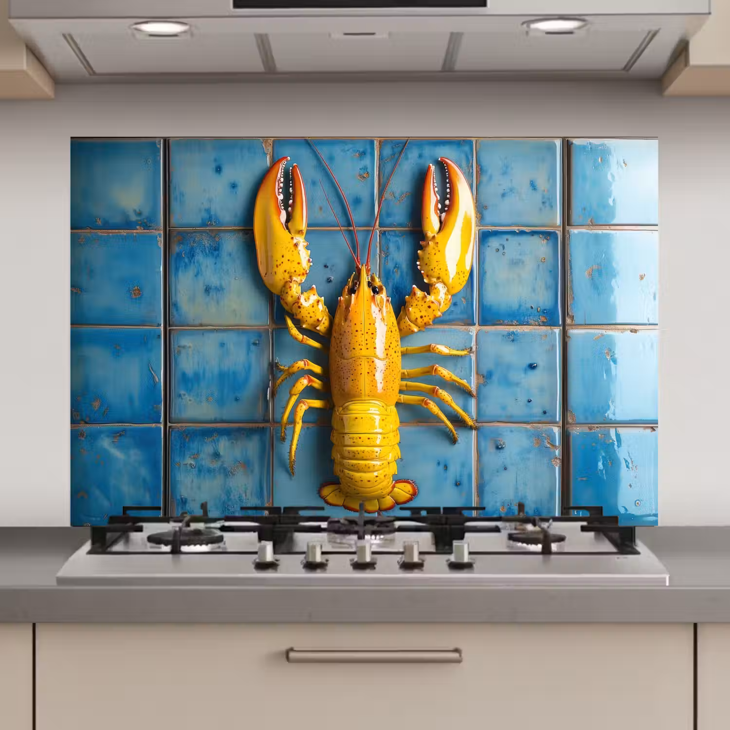 Kreeft - Geel - Blauw - Tegels keuken achterwand spatscherm klein -3d_website