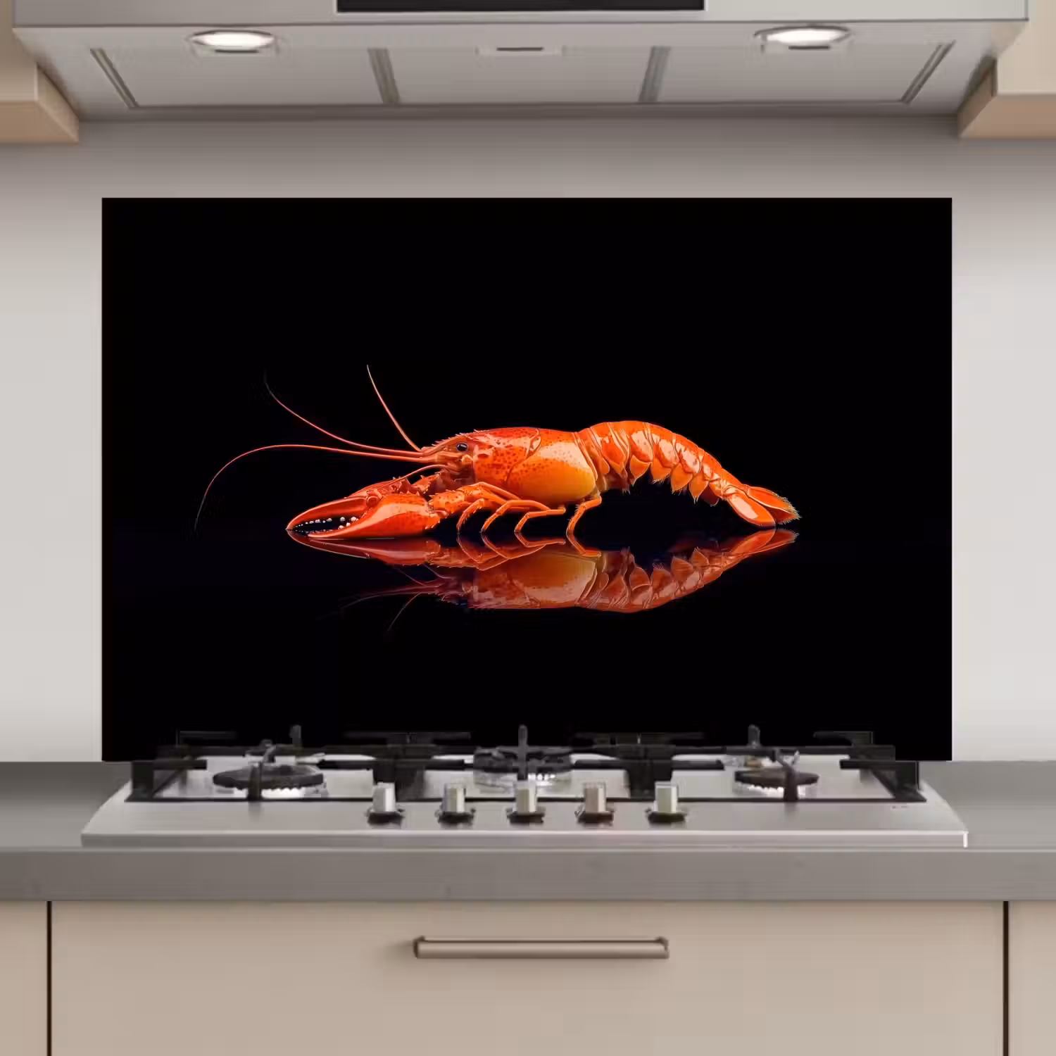 Kreeft - Oranje - Zwart - Opvallend keuken achterwand spatscherm klein -3d_website