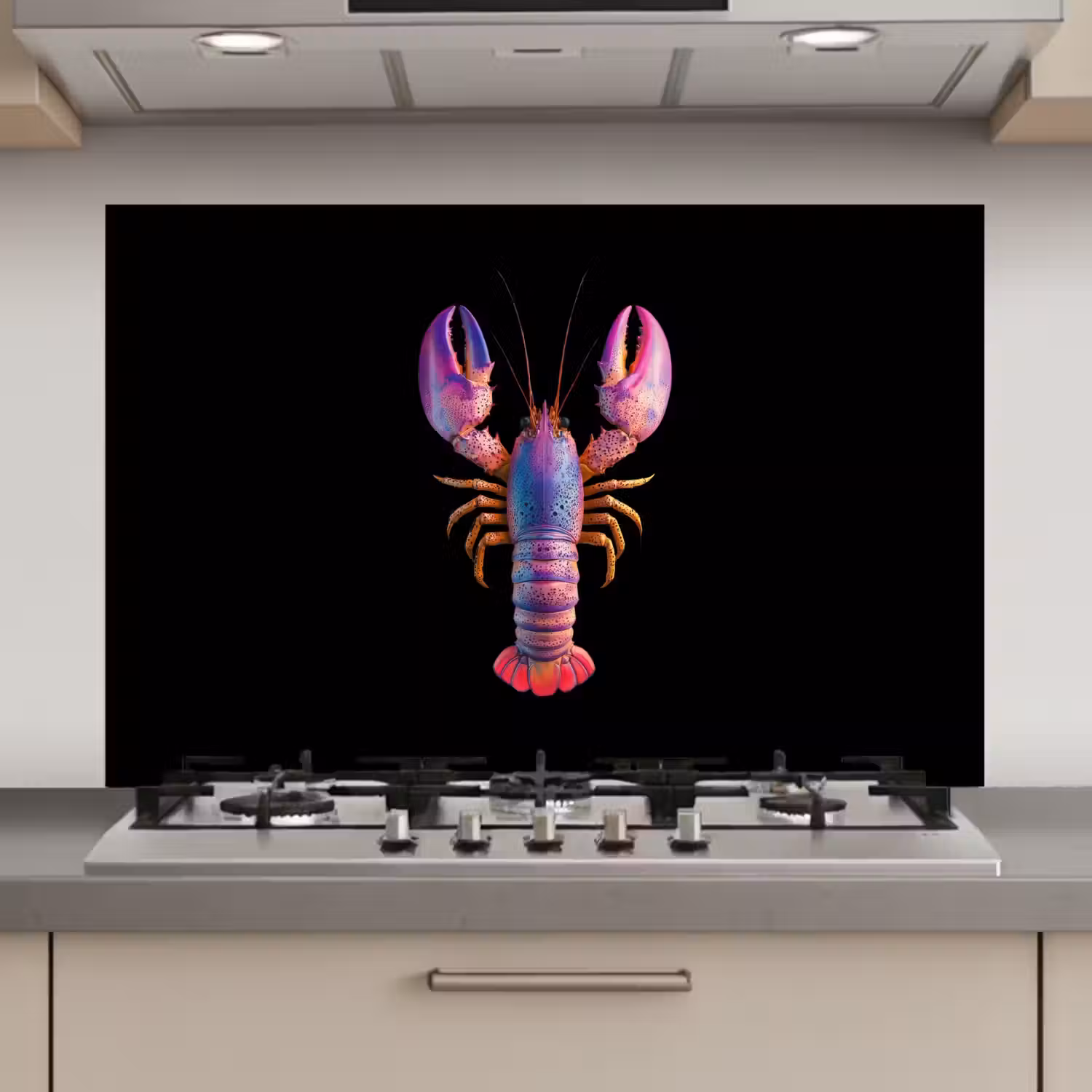 Kreeft - Paars - Roze - Zwart - Stippen - Lila keuken achterwand spatscherm klein -3d_website