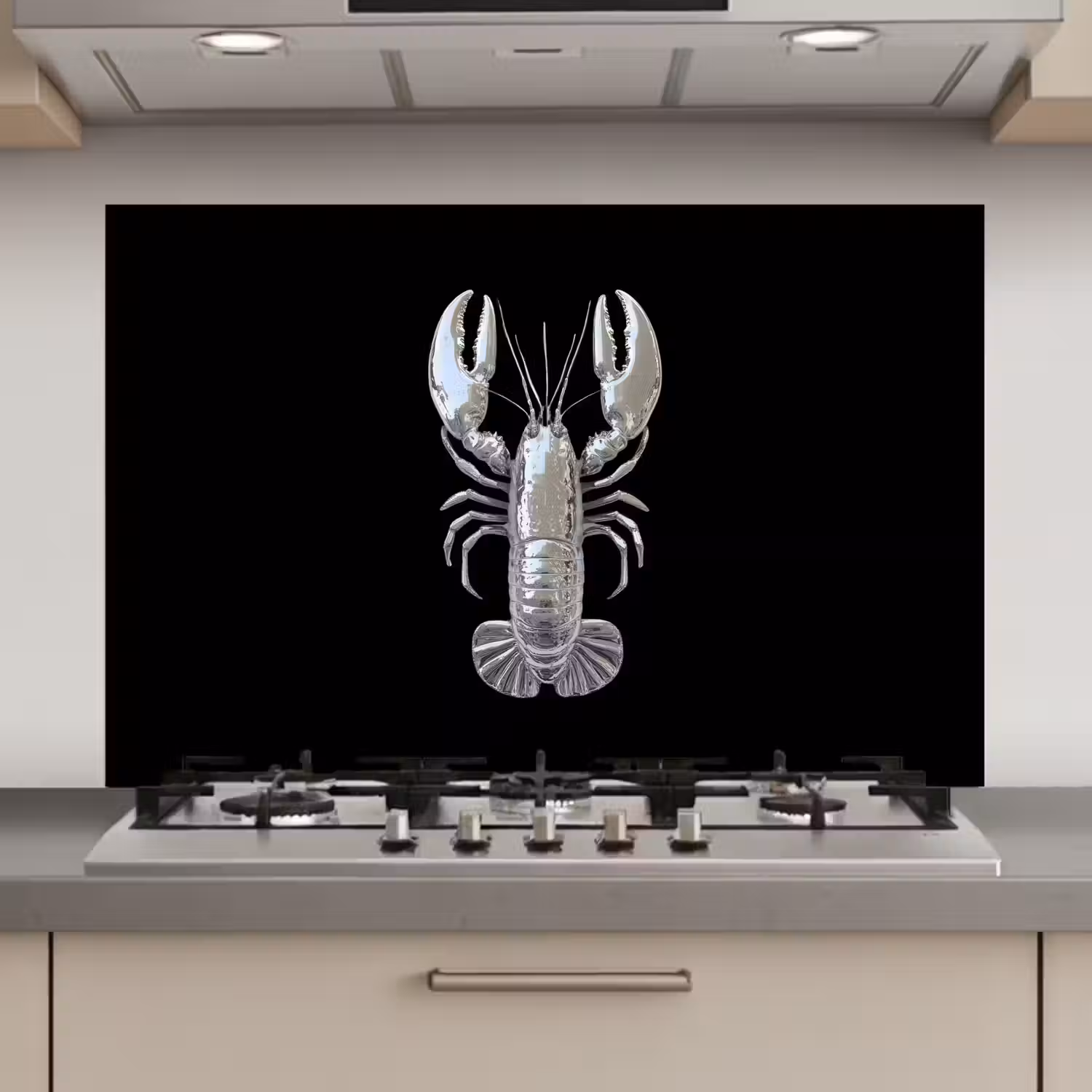 Kreeft - Zilver - Metallic - Luxe keuken achterwand spatscherm klein -3d_website