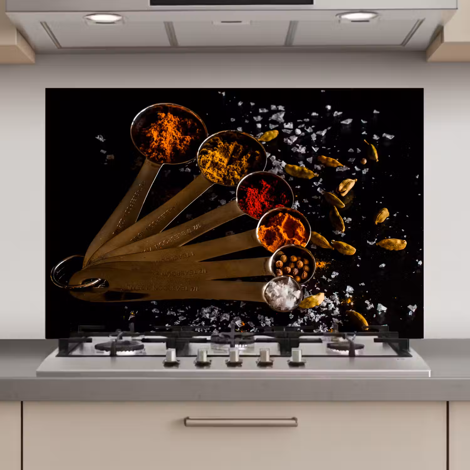 Kruiden - Lepels - Zout - Specerijen - Zwart keuken achterwand spatscherm klein -3d_website