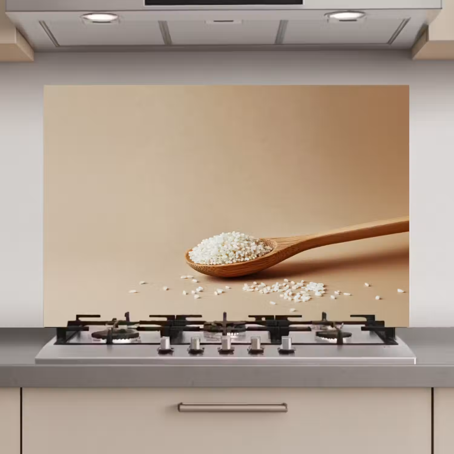 Lepel - Rijst - Hout - Beige keuken achterwand spatscherm klein -3d_website