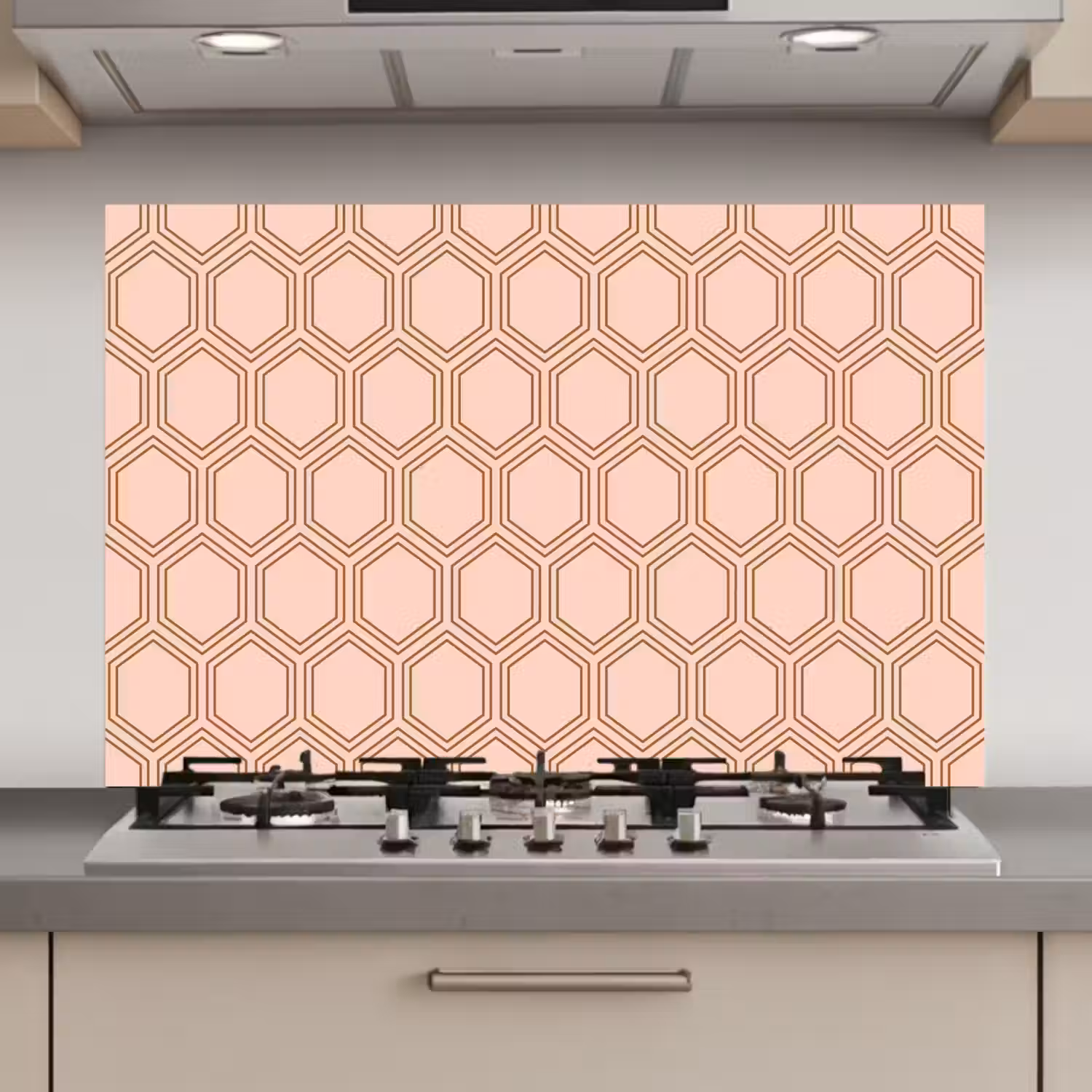 Lichtroze - Patroon - Symmetrisch keuken achterwand spatscherm klein 900 -3d_website