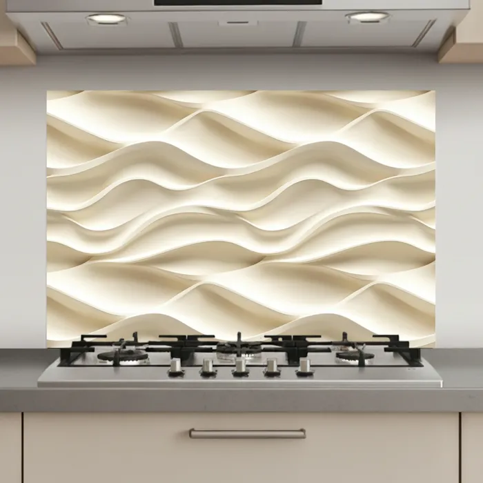 Lijnen - Golvend - Crème keuken achterwand spatscherm klein 900 -3d_website