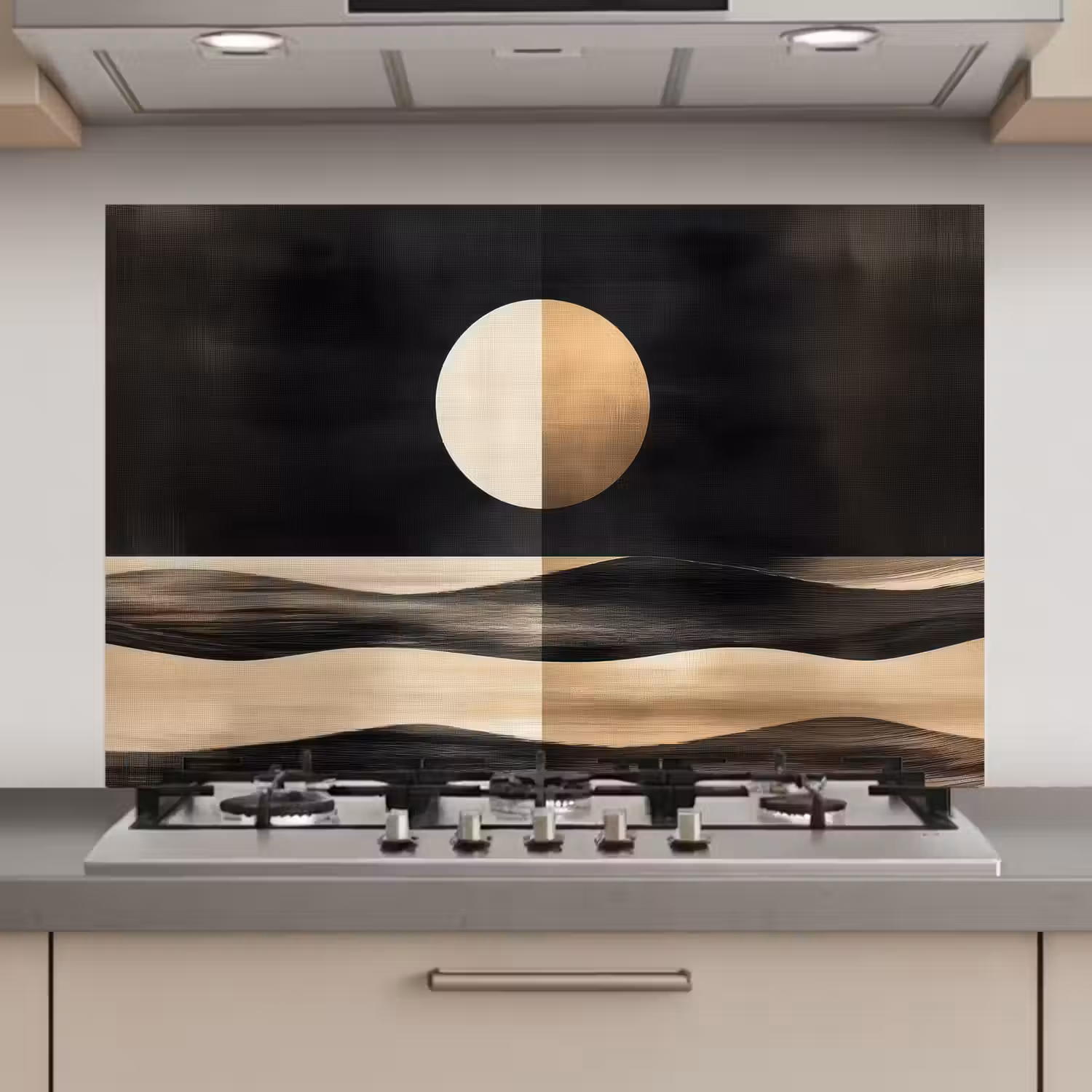 Maan - Cirkel - Goud keuken achterwand spatscherm klein -3d_website