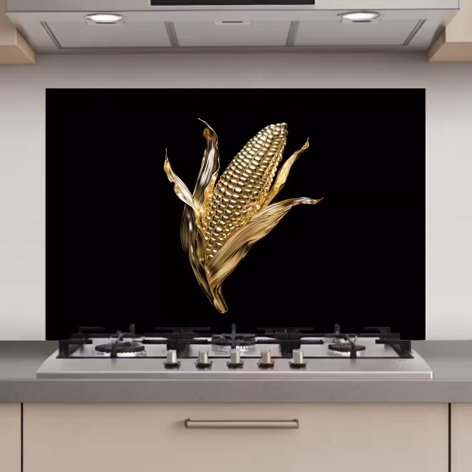 Mais - Eten - Goud - Zwart keuken achterwand spatscherm klein -3d_website