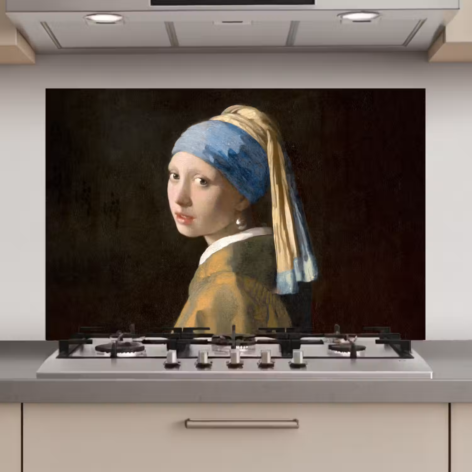 Meisje met de parel - Schilderij - Oude meesters - Vermeer keuken achterwand spatscherm klein -3d_website
