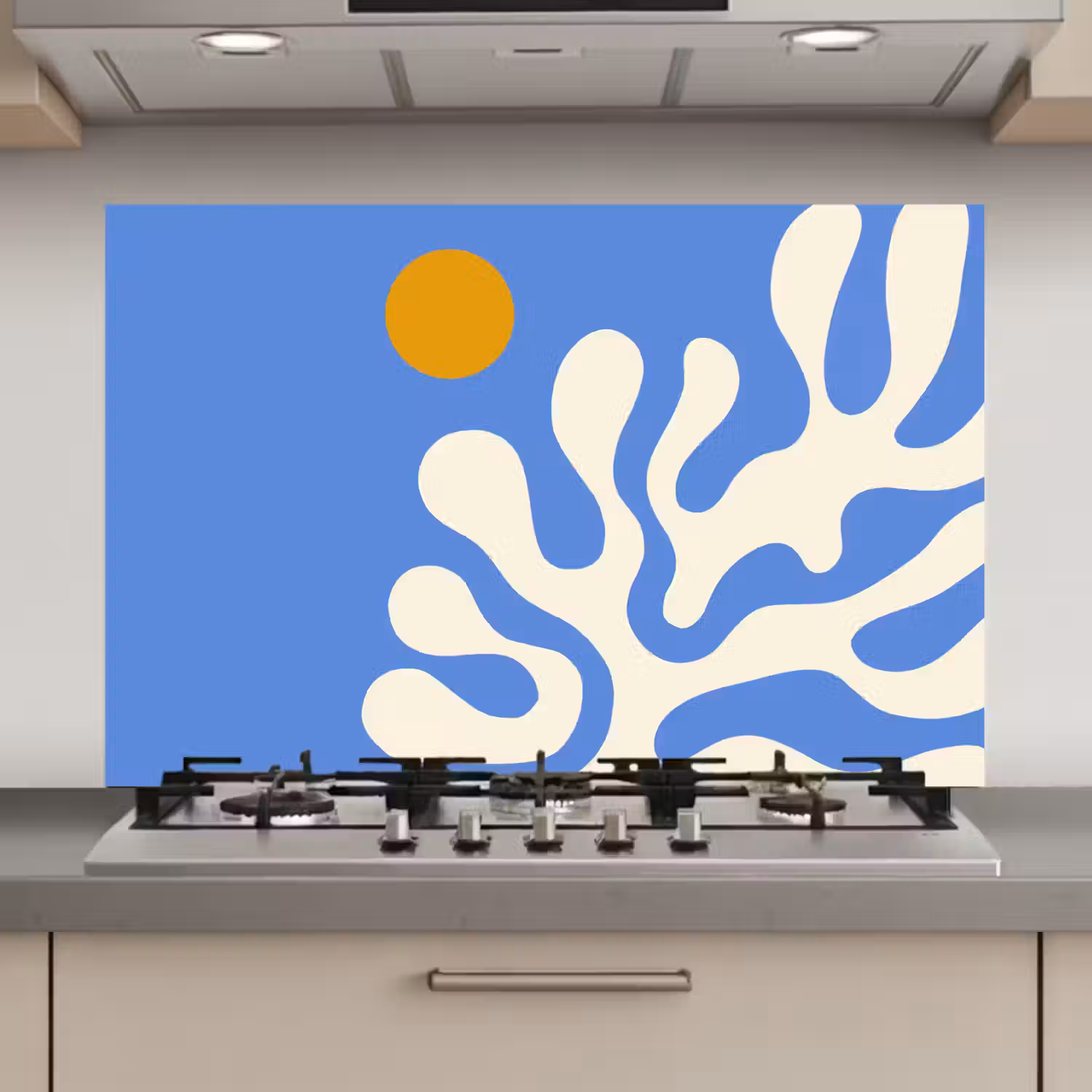 Minimalistisch - Organisch patroon - Blauw keuken achterwand spatscherm klein -3d_website