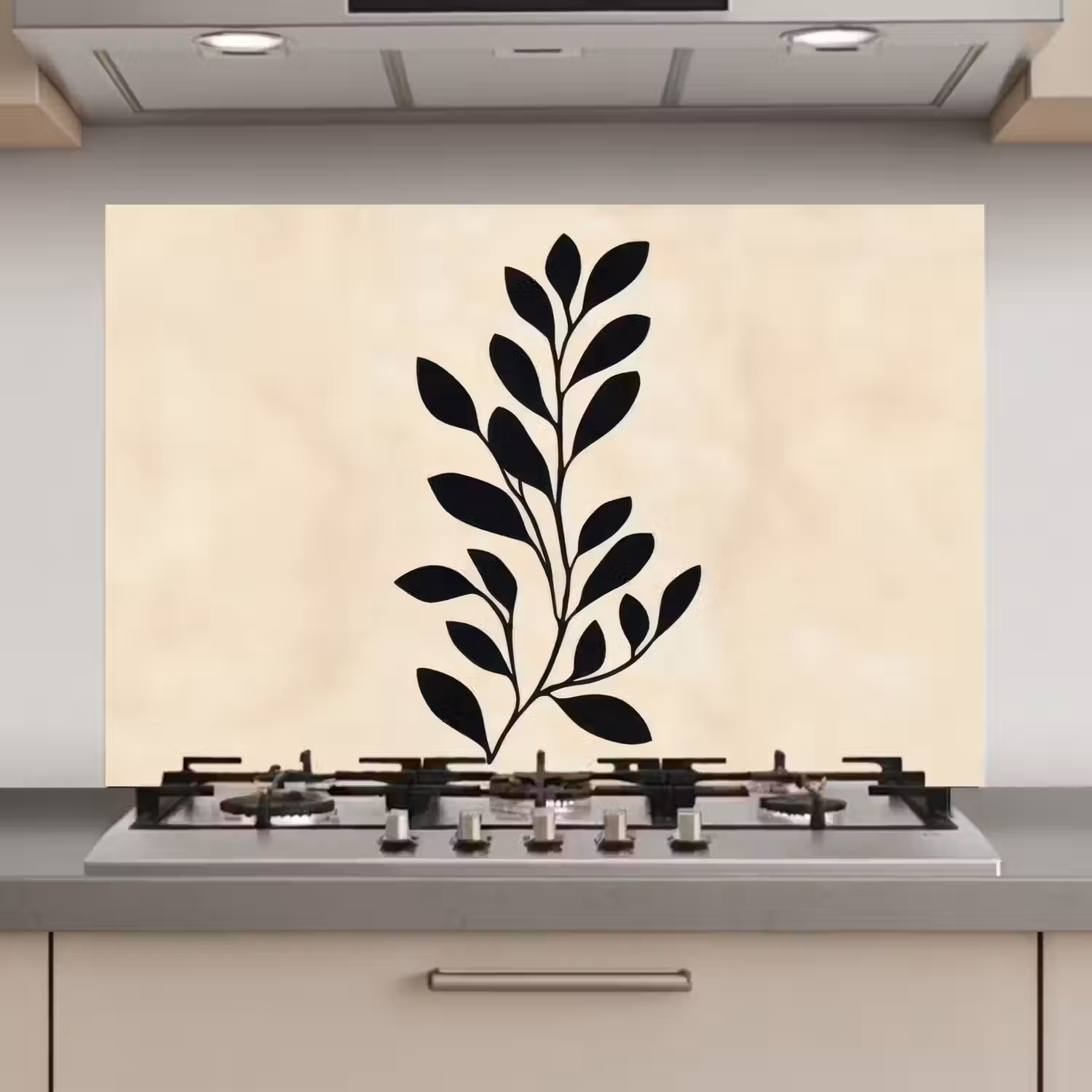 Minimalistisch - Tak - Bladeren - Zwart keuken achterwand spatscherm klein -3d_website