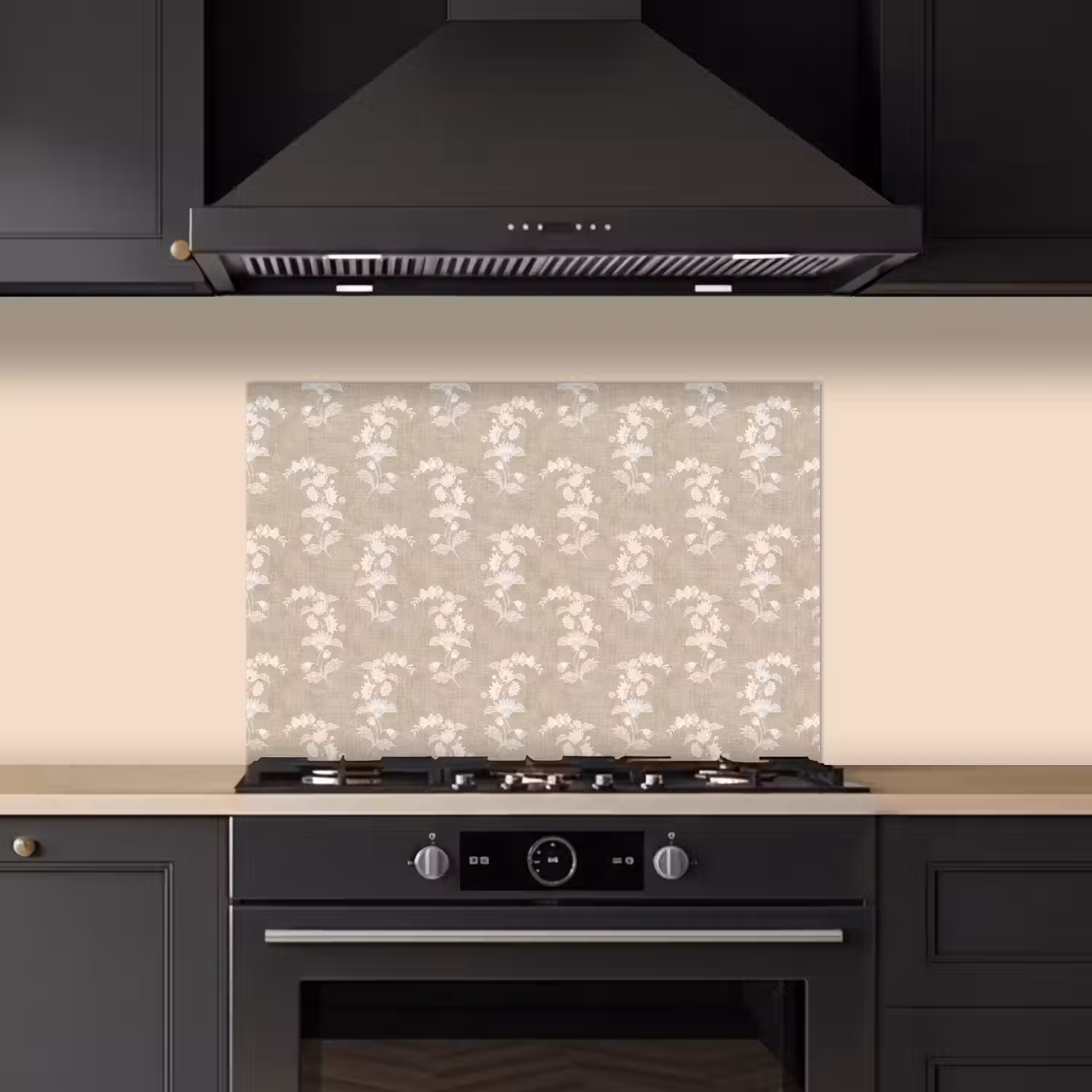 Motief - Beige - Linnen keuken achterwand spatscherm klein 900 -sfeer1