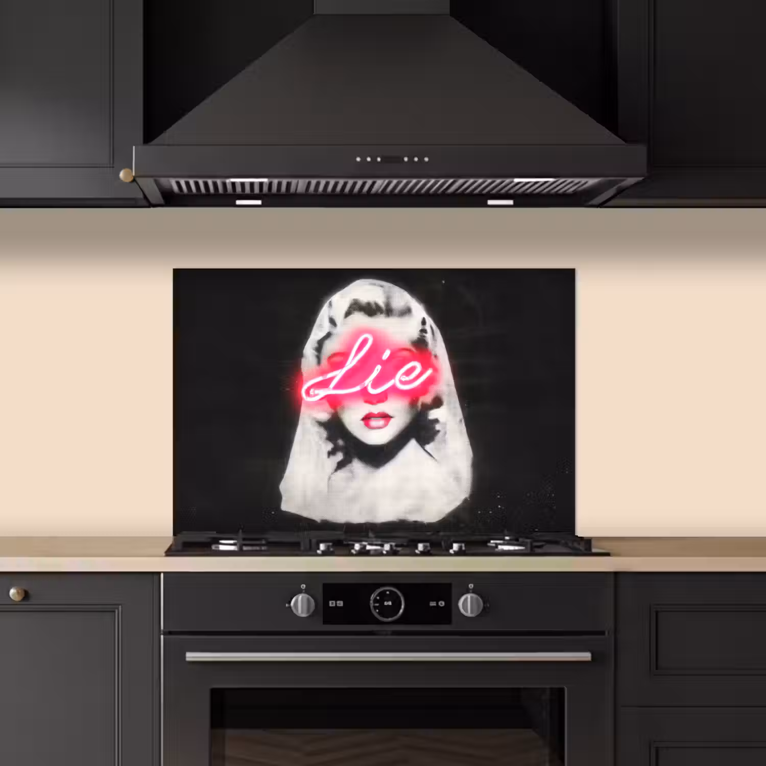 Neon - Letters - Vintage - Vrouw keuken achterwand spatscherm klein -sfeer1