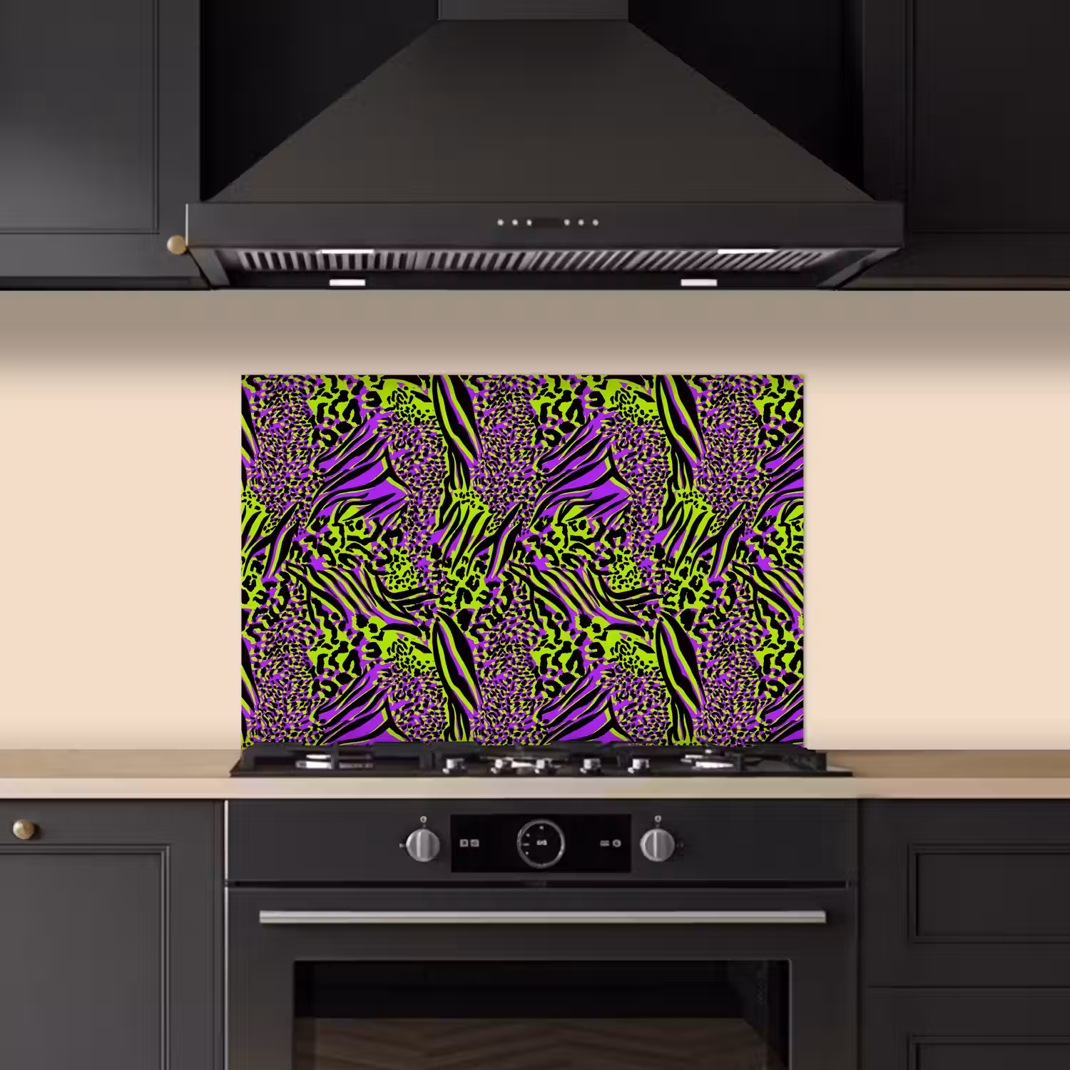Neon - Paars - Dieren - Patroon keuken achterwand spatscherm klein 900 -sfeer1