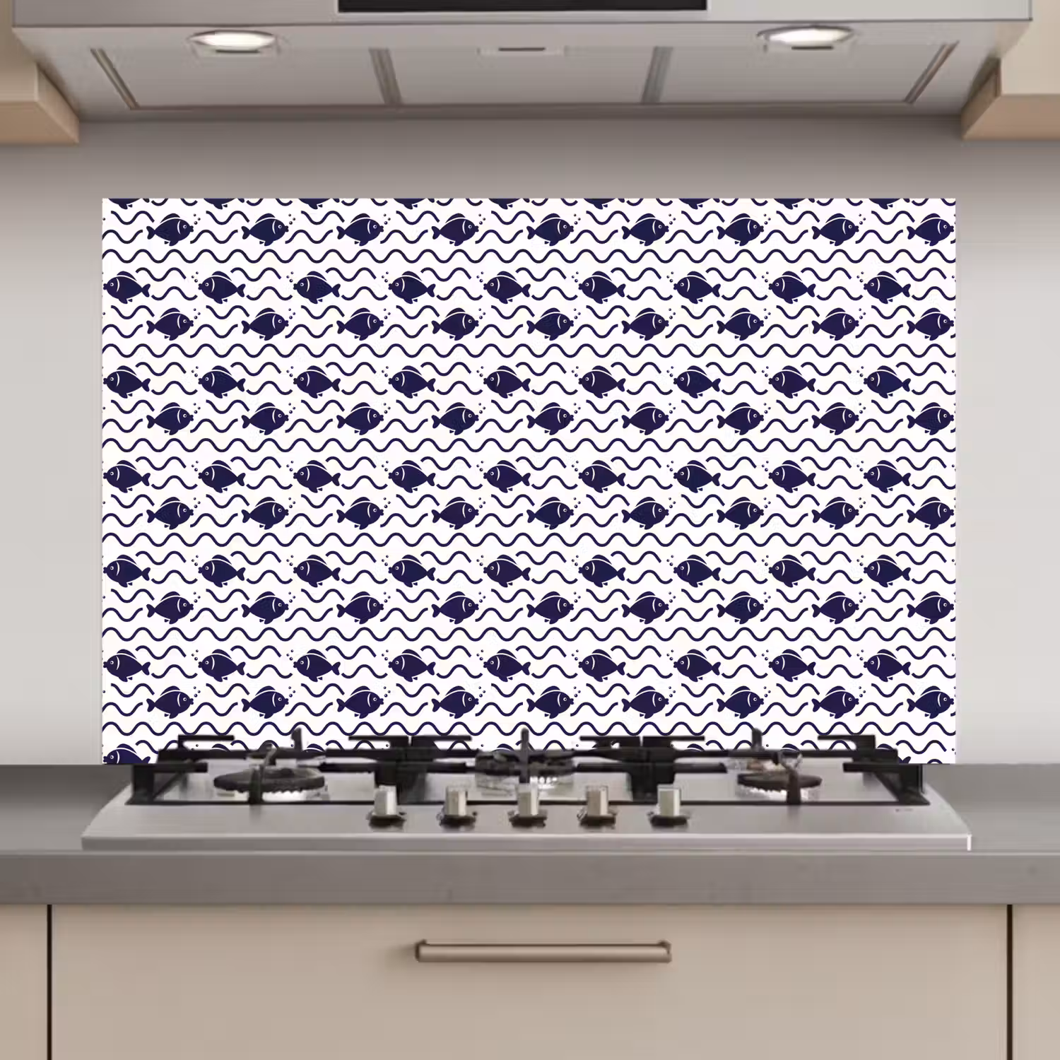 Oceaan - Visachtig - Blauw - Wit keuken achterwand spatscherm klein 900 -3d_website
