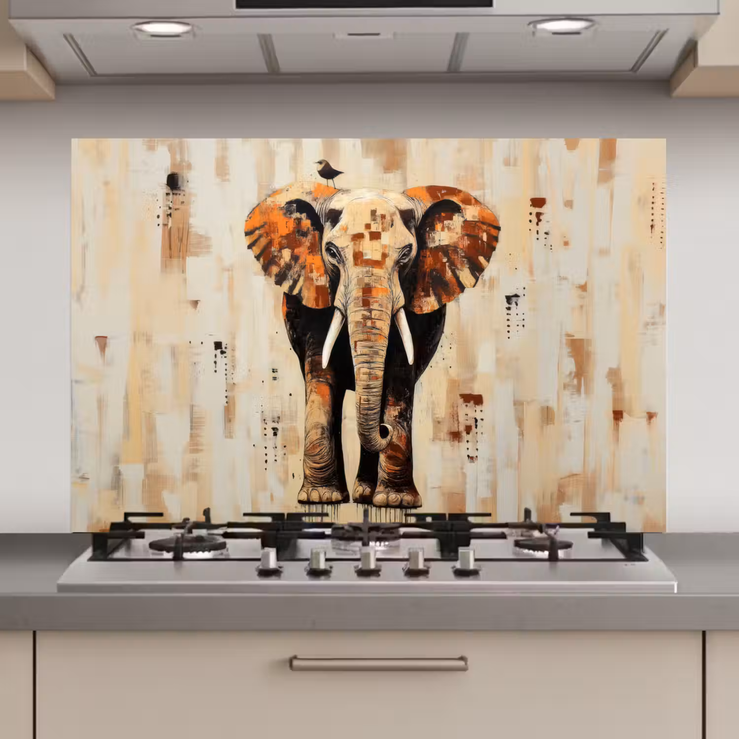 Olifant - Slurf - Mozaïek - Abstract keuken achterwand spatscherm klein -3d_website