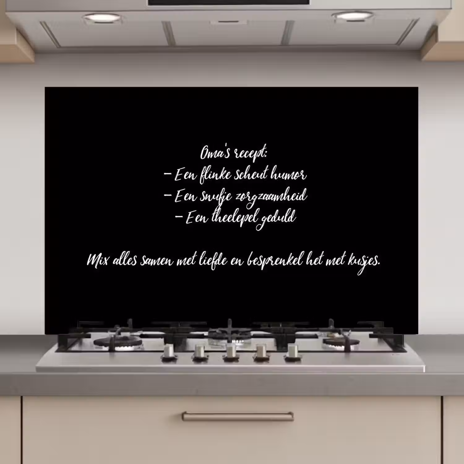 Oma's recept - Koken - Quotes - Spreuken - Oma keuken achterwand spatscherm klein -3d_website