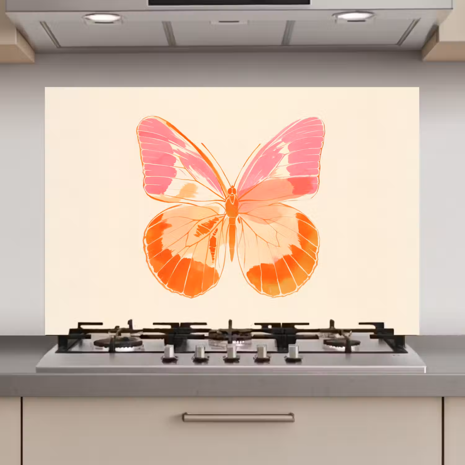 Oranje - Vlinder - Minimalistisch keuken achterwand spatscherm klein -3d_website