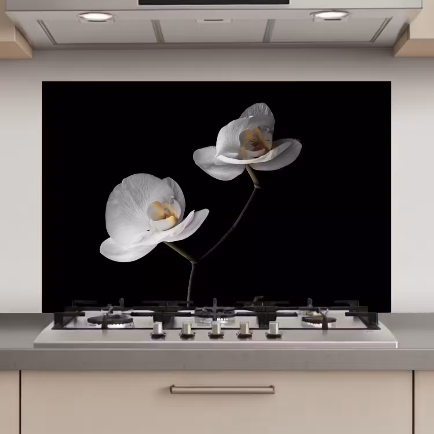 Orchidee - Bloemen - Zwart - Wit - Stilleven keuken achterwand spatscherm klein -3d_website